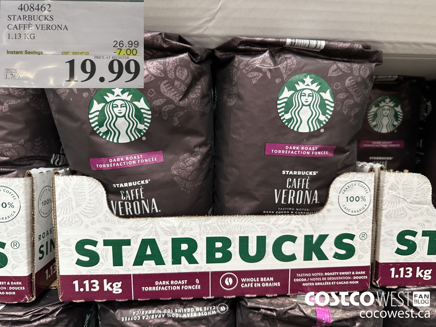 408462 STARBUCKS CAFFE VERONA 1.13 KG ($7.00 INSTANT SAVINGS EXPIRES ON 2023-07-23) $19.99