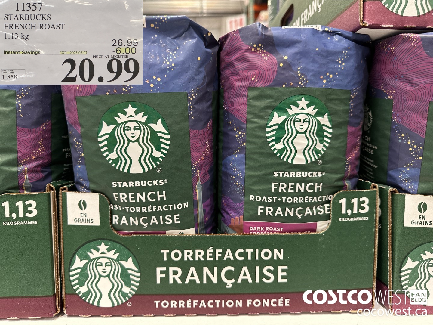 11357 STARBUCKS FRENCH ROAST 1.13 KG ($6.00 INSTANT SAVINGS EXPIRES ON 2023-08-07) $20.99