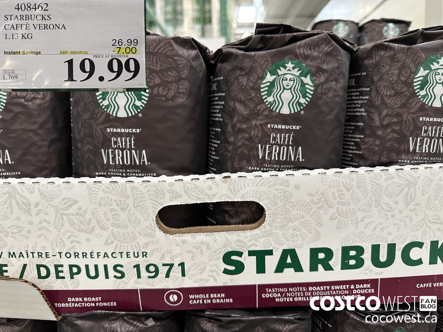 408462 STARBUCKS VERONA 1.13 KG ($7.00 INSTANT SAVINGS EXPIRES ON 2023-07-23) $19.99