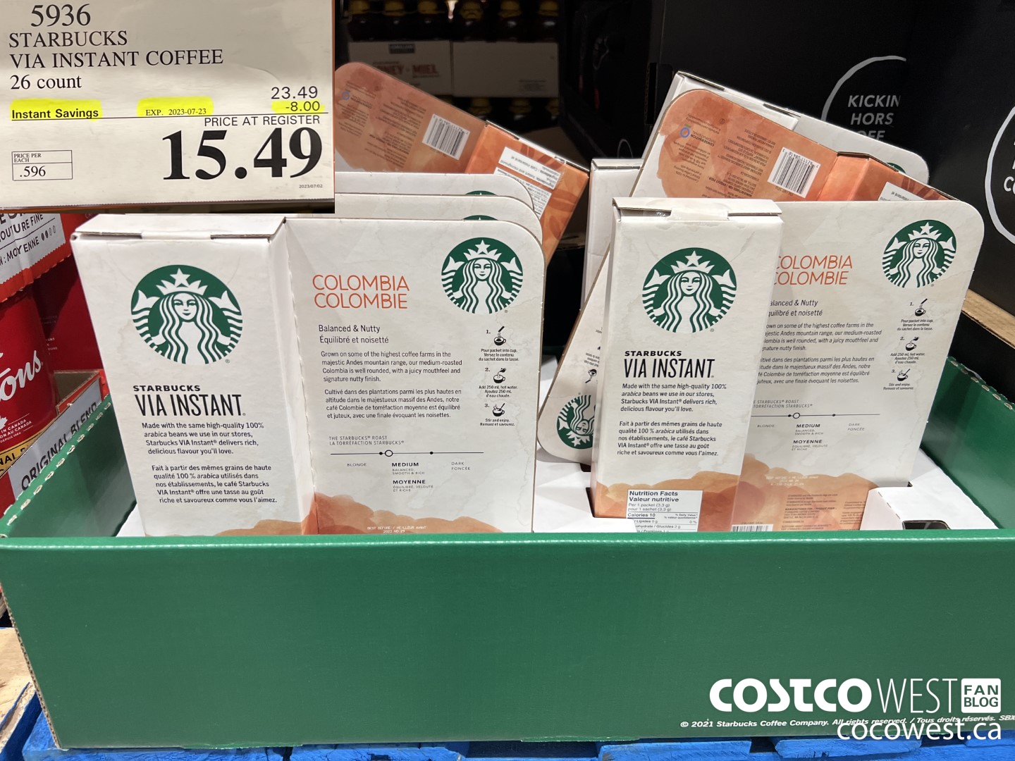 5936 STARBUCKS VIA INSTANT COFFEE 26 CT ($8.00 INSTANT SAVINGS EXPIRES ON 2023-07-23) $15.49