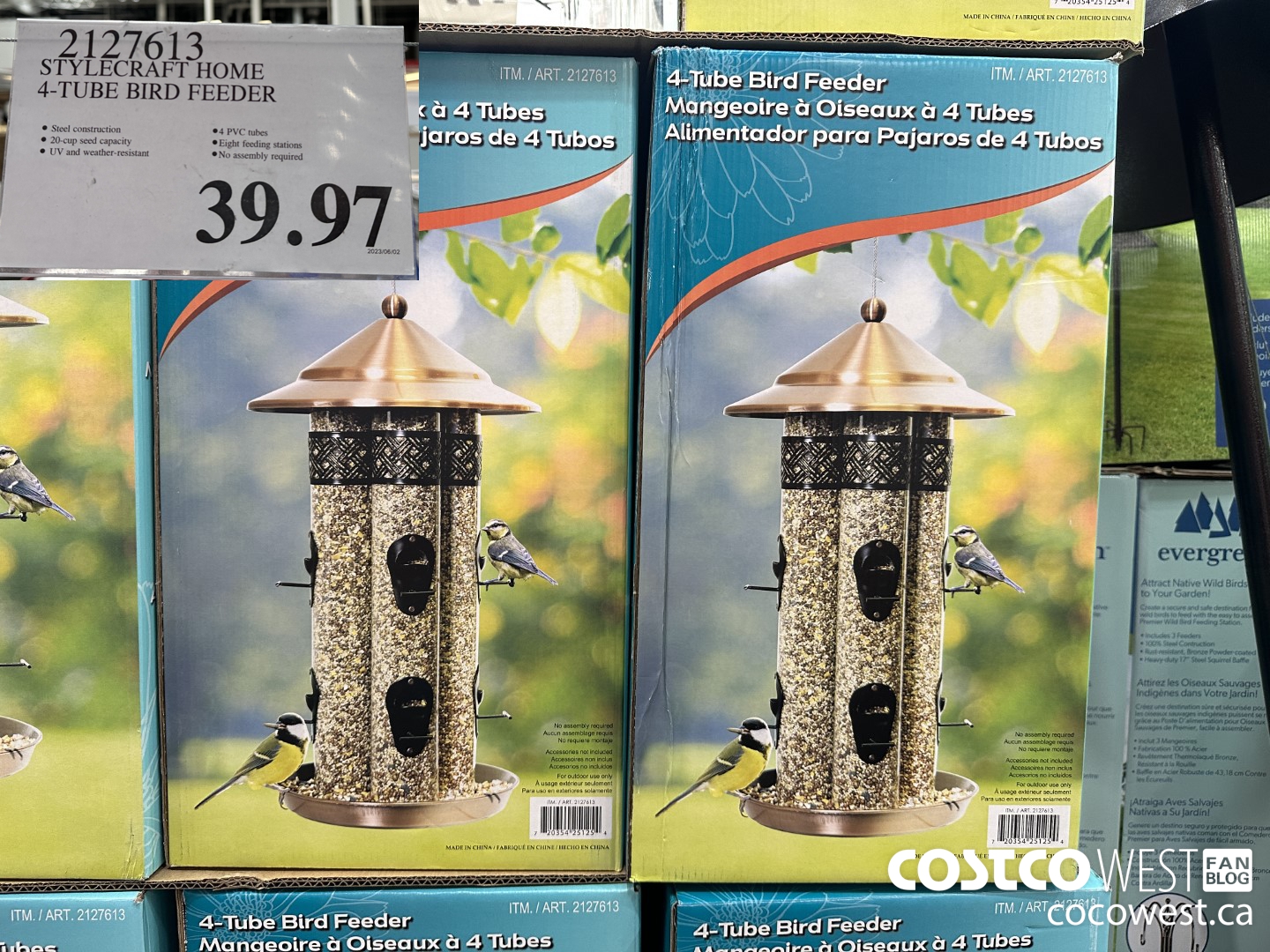2127613 STYLECRAFT HOME 4-TUBE BIRD FEEDER $39.97