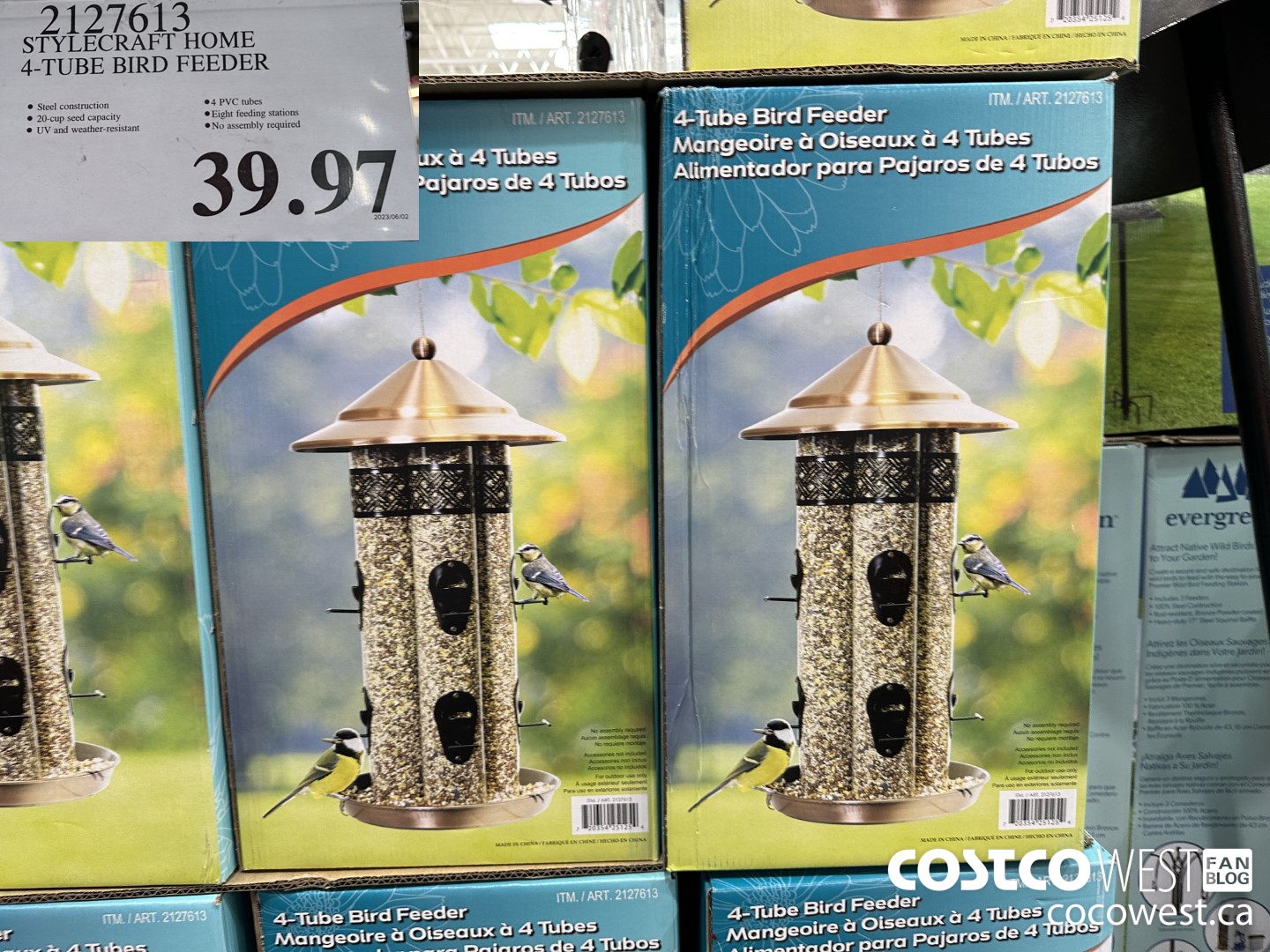 2127613 STYLECRAFT HOME 4-TUBE BIRD FEEDER $39.97