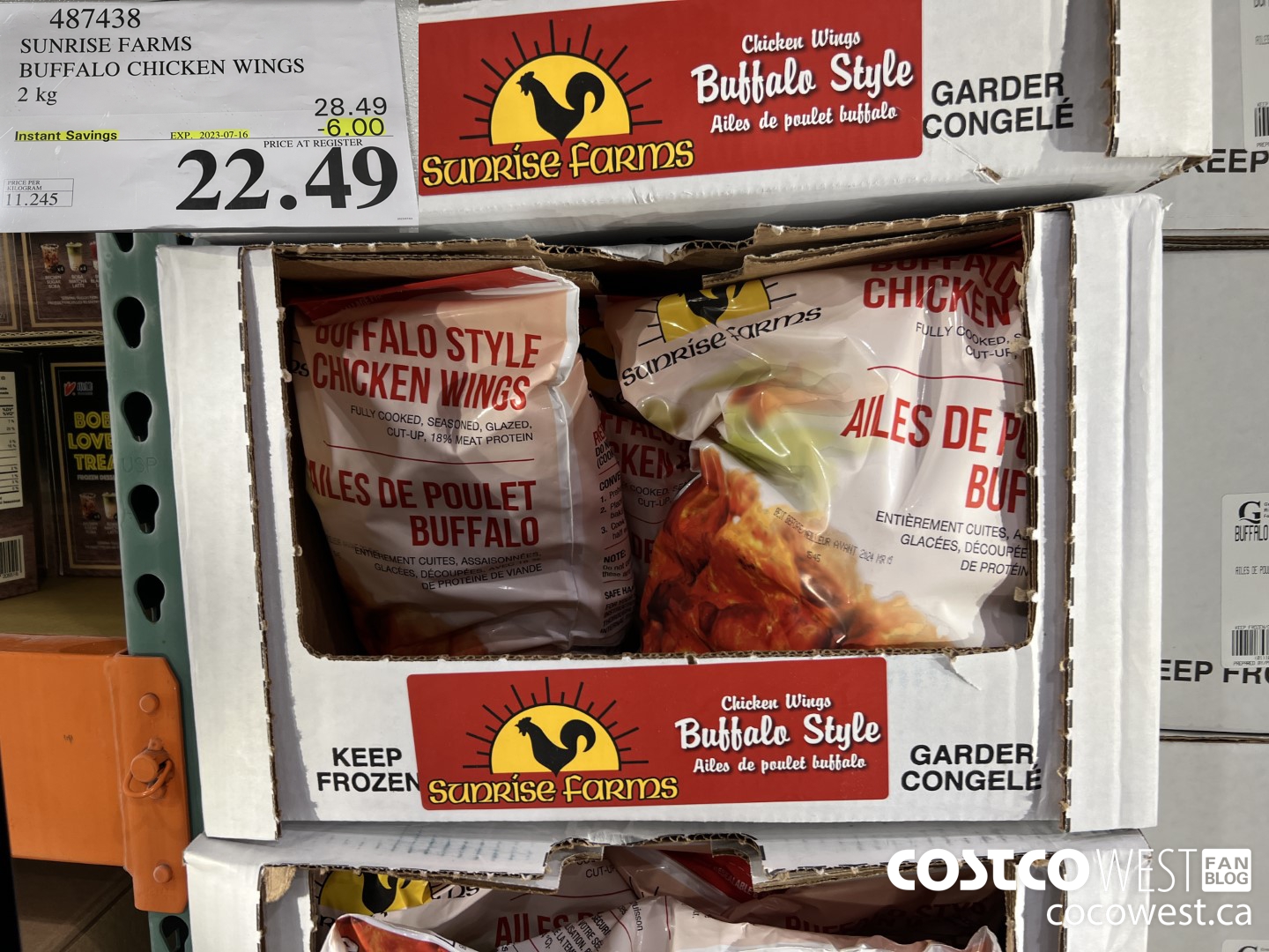 487438 SUNRISE FARMS BUFFALO CHICKEN WINGS 2 kg ($6.00 INSTANT SAVINGS EXPIRES ON 2023-07-16) $22.49