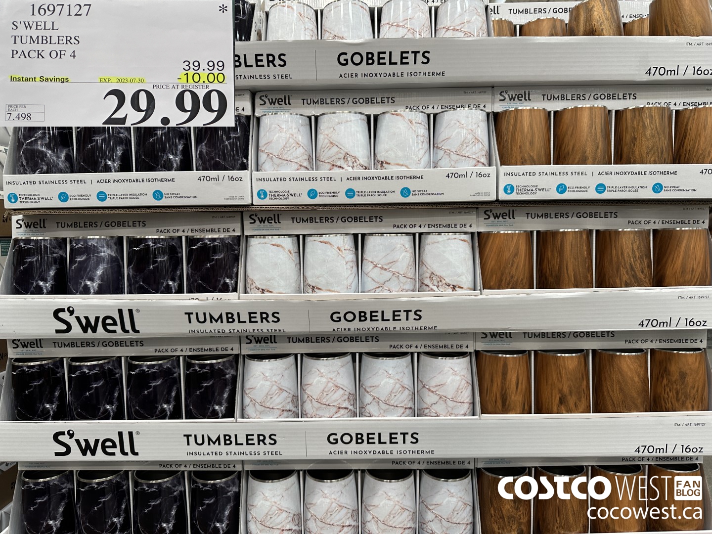 1697127 S'WELL WINE TUMBLERS PACK OF 4 ($10.00 INSTANT SAVINGS EXPIRES ON 2023-07-30) $29.99