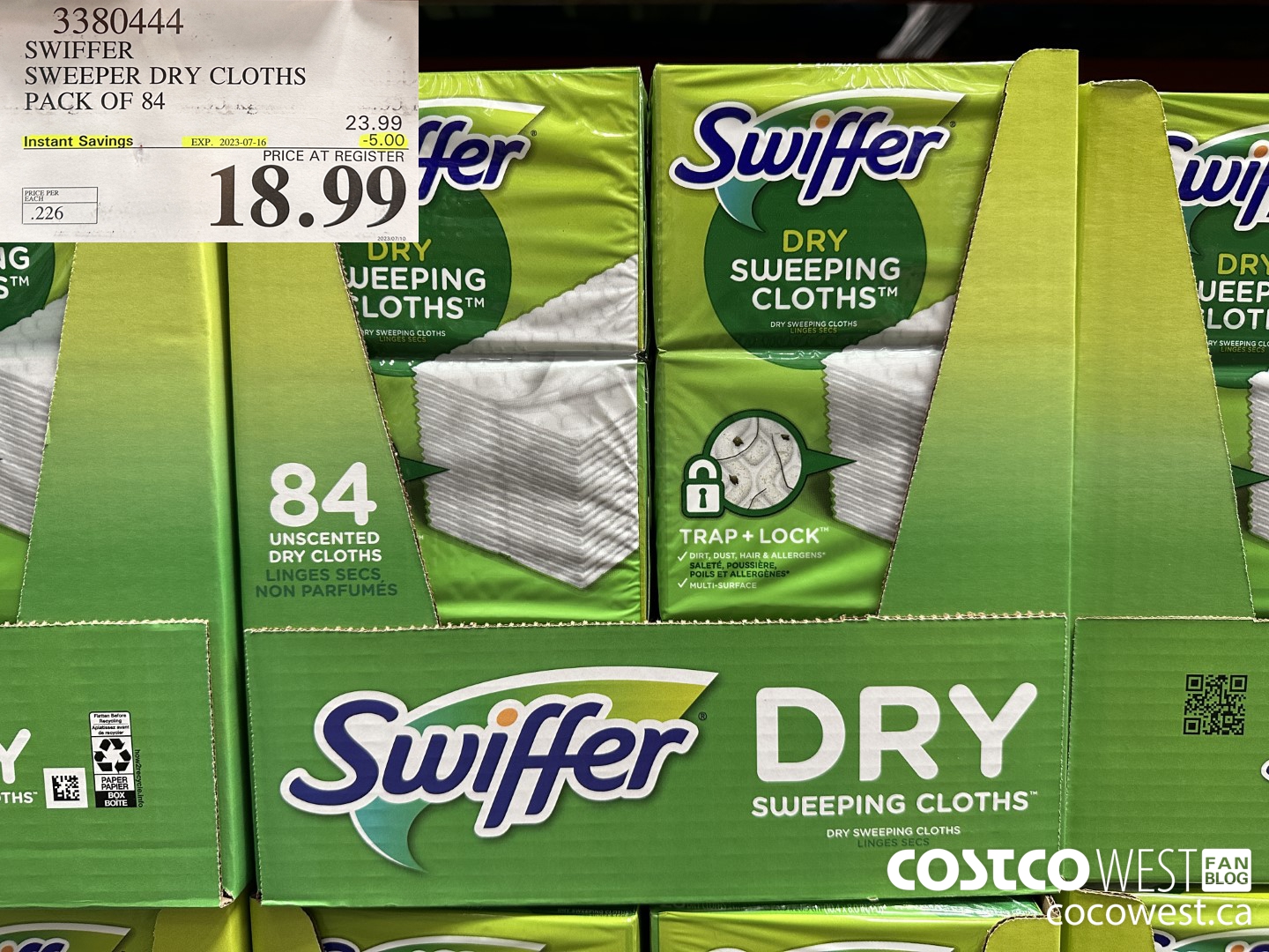 3380444 SWIFFER SWEEPER DRY CLOTHS PACK OF 84 ($5.00 INSTANT SAVINGS EXPIRES ON 2023-07-16) $18.99