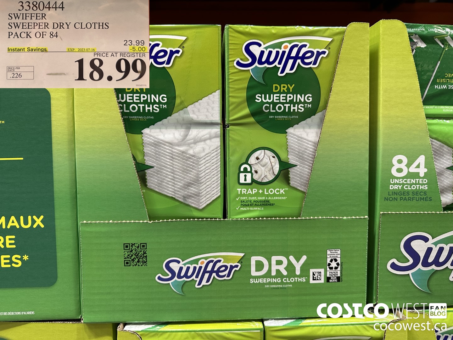 3380444 SWIFFER SWEEPER DRY CLOTHS PACK OF 84 ($5.00 INSTANT SAVINGS EXPIRES ON 2023-07-16) $18.99