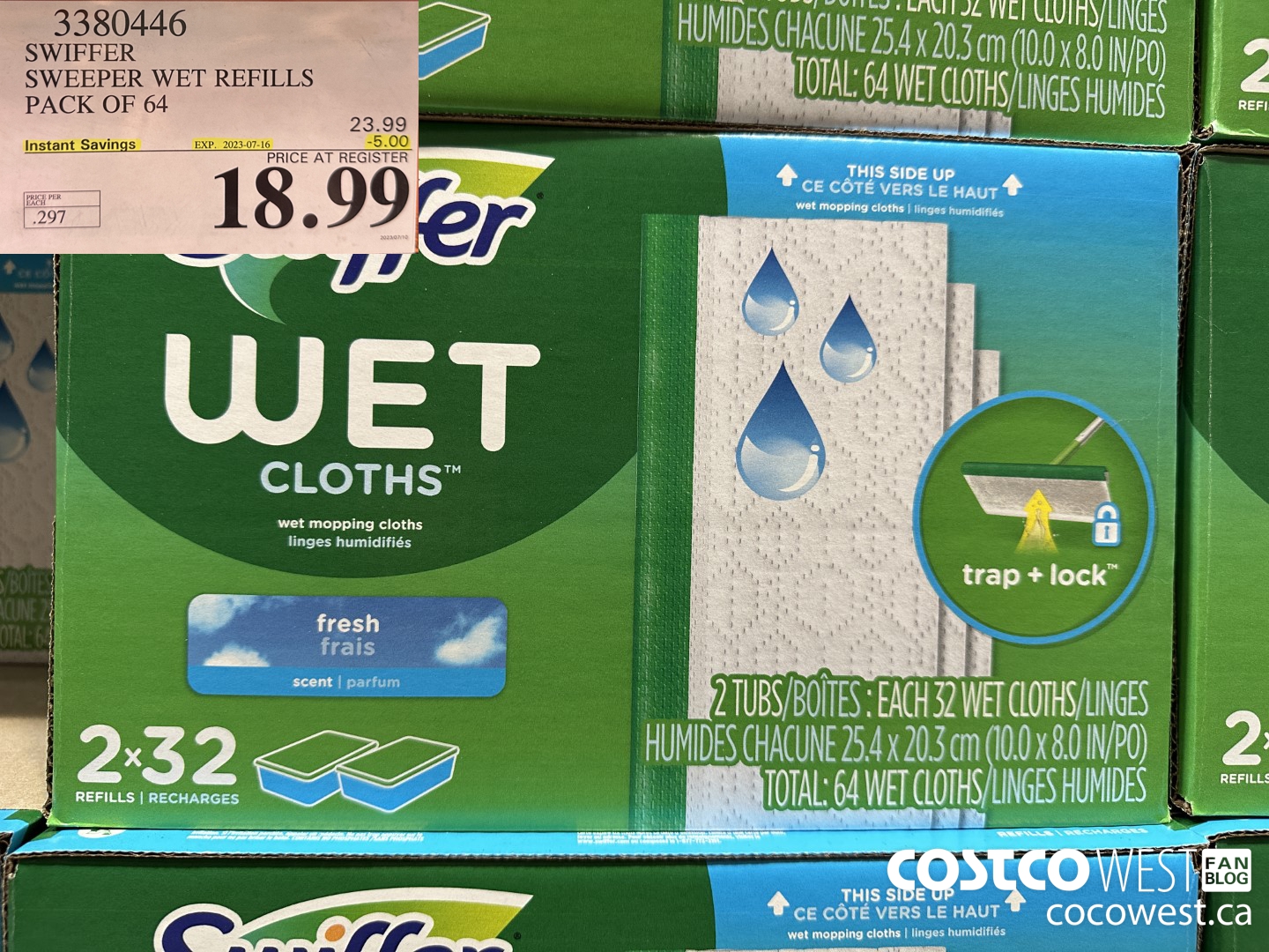 3380446 SWIFFER SWEEPER WET REFILLS PACK OF 64 ($5.00 INSTANT SAVINGS EXPIRES ON 2023-07-16) $18.99