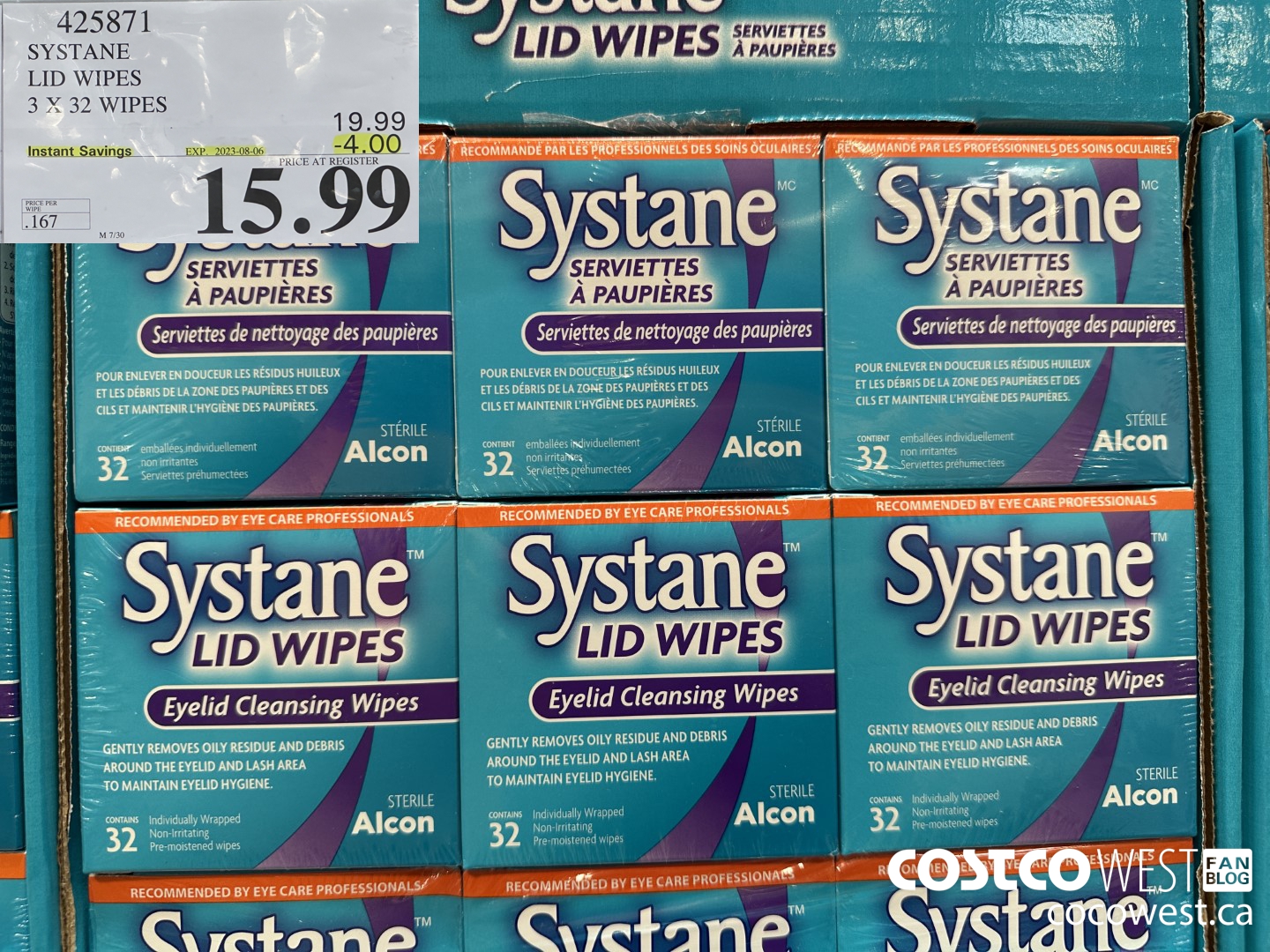 425871 SYSTANE LID WIPES 3 X 32 WIPES ($4.00 INSTANT SAVINGS EXPIRES ON 2023-08-06) $15.99