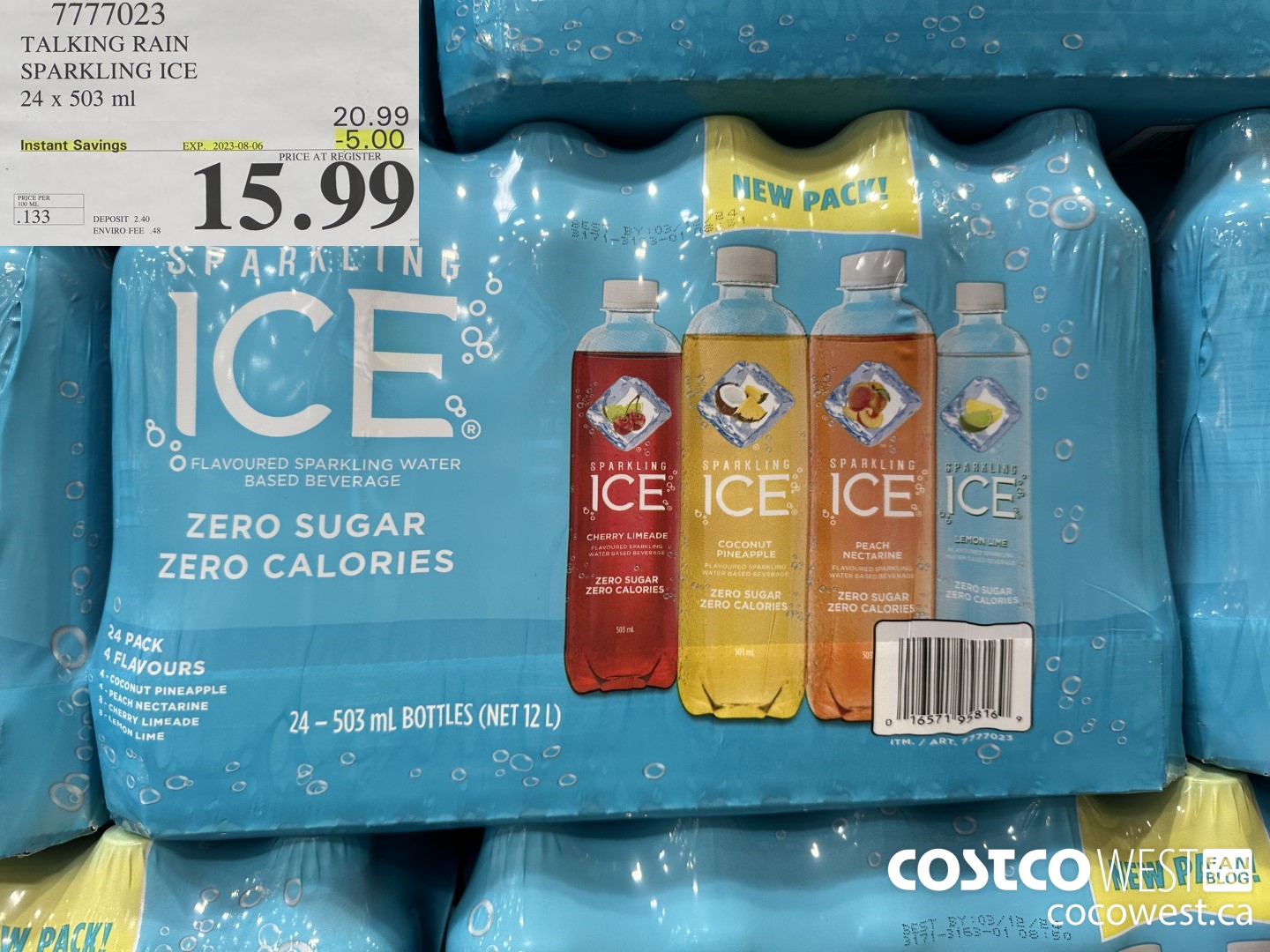 7777023 TALKING RAIN SPARKLING ICE 24 X 503ML ($5.00 INSTANT SAVINGS EXPIRES ON 2023-08-06) $15.99