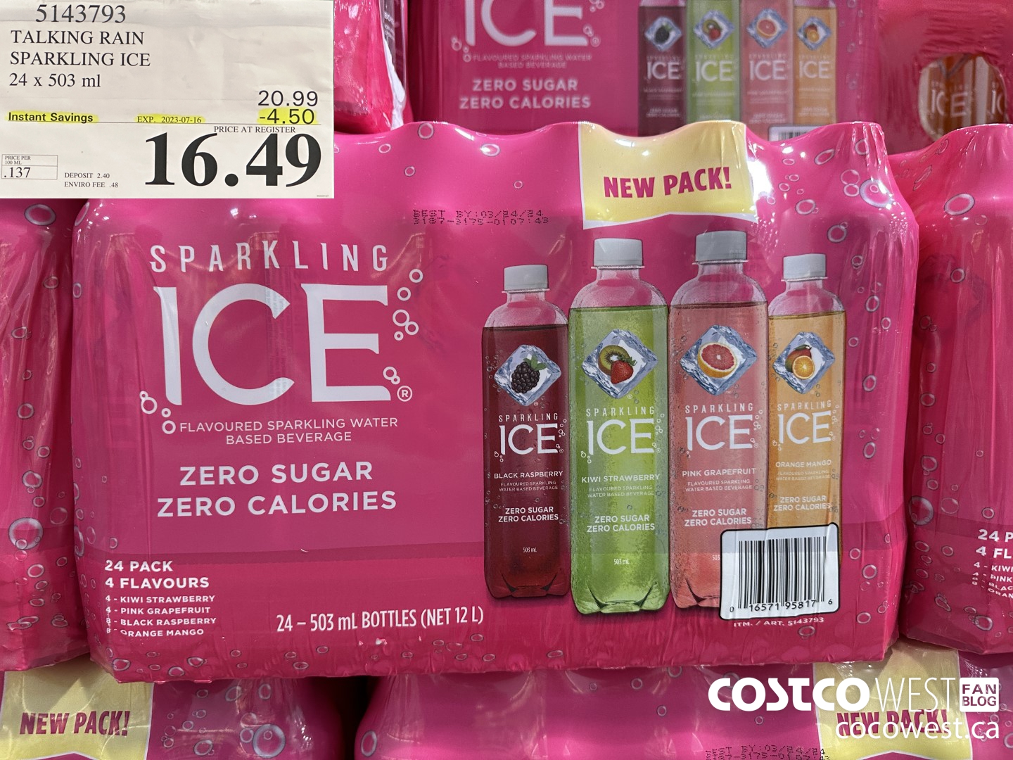 5143793 TALKING RAIN SPARKLING ICE 24 X 503 ML ($4.50 INSTANT SAVINGS EXPIRES ON 2023-07-16) $16.49