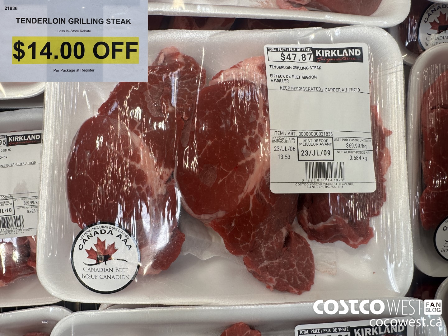 21836 TENDERLOIN GRILLING STEAK ($14.00 INSTANT SAVINGS)