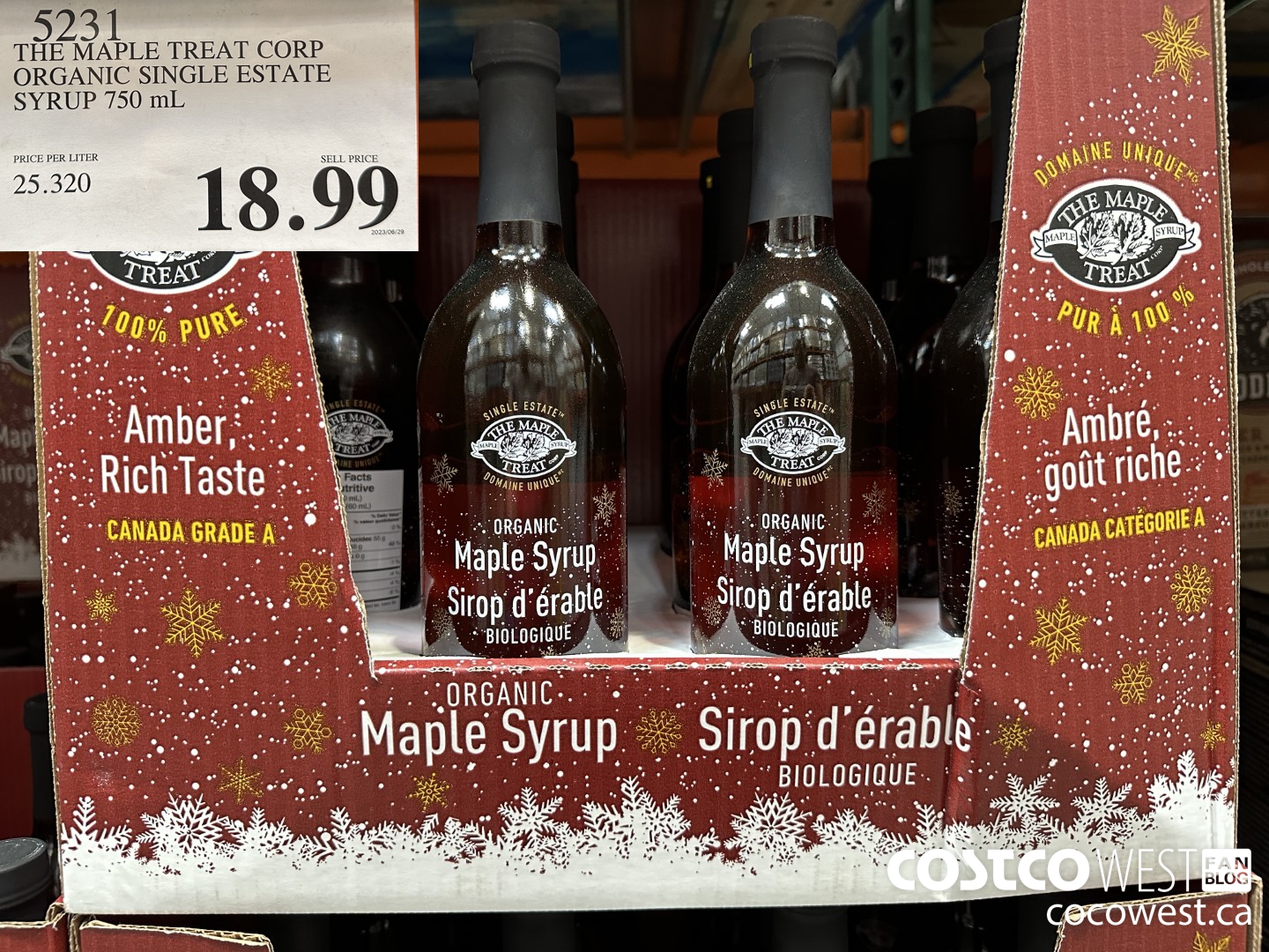 5231 THE MAPLE TREAT CORP ORGANIC SINGLE ESTATE SYRUP 750 ML $18.99