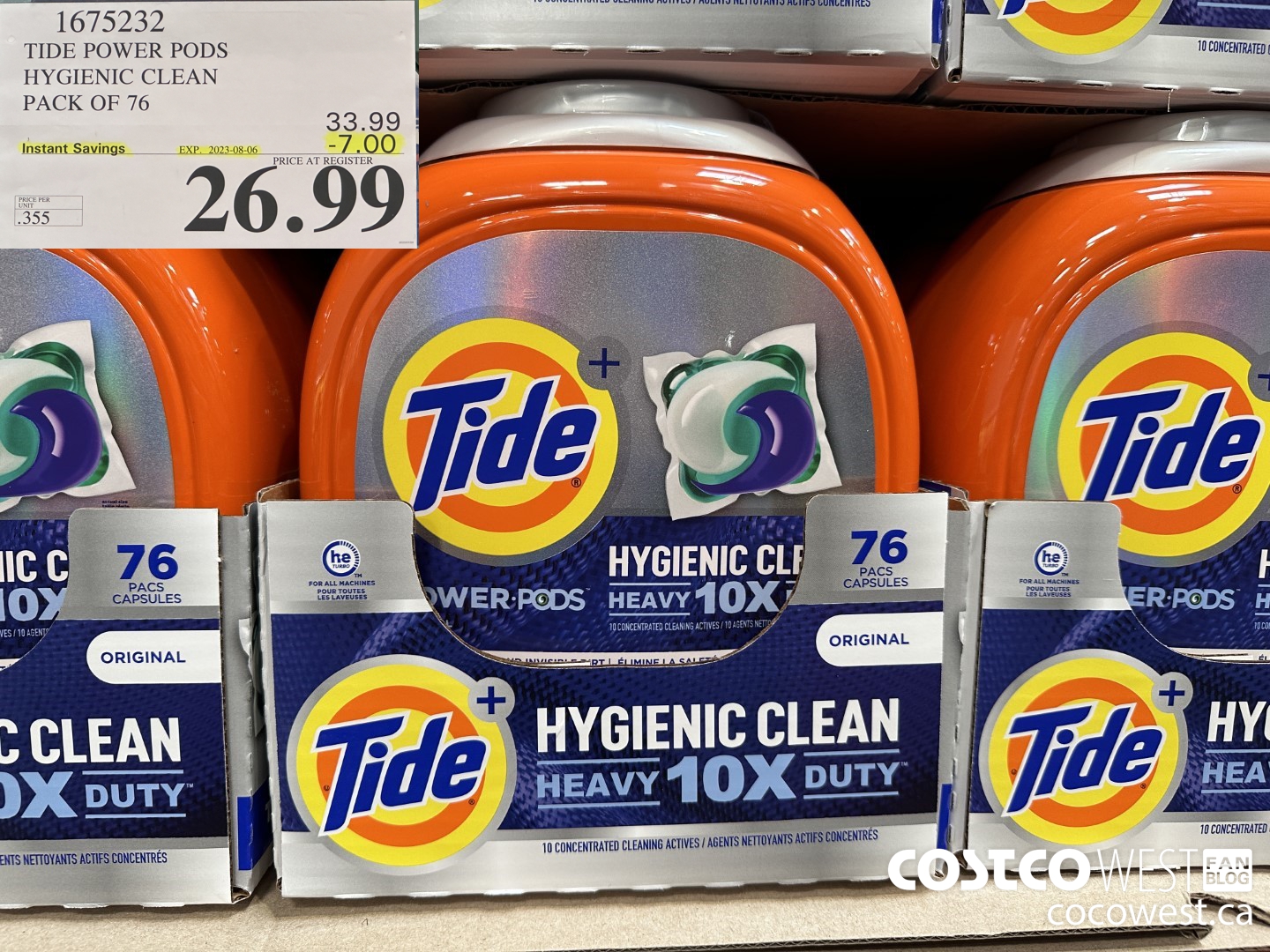 1675232 TIDE POWER PODS HYGIENIC CLEAN PACK OF 76 ($7.00 INSTANT SAVINGS EXPIRES ON 2023-08-06) $26.99