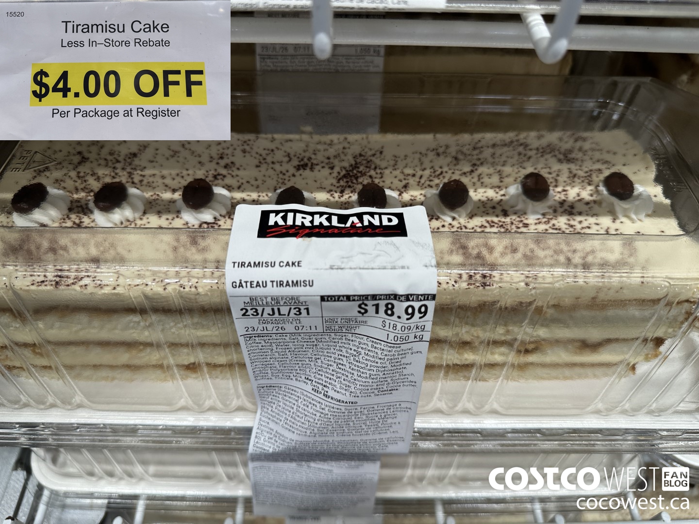 15520 TIRAMISU CAKE ($4.00 INSTANT SAVINGS)