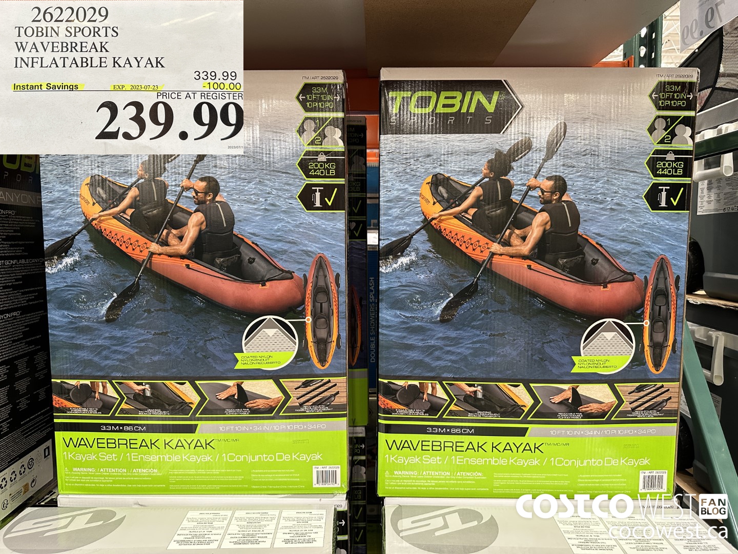 2622029 TOBIN SPORTS WAVEBREAK INFLATABLE KAYAK ($100.00 INSTANT SAVINGS EXPIRES ON 2023-07-23) $239.99
