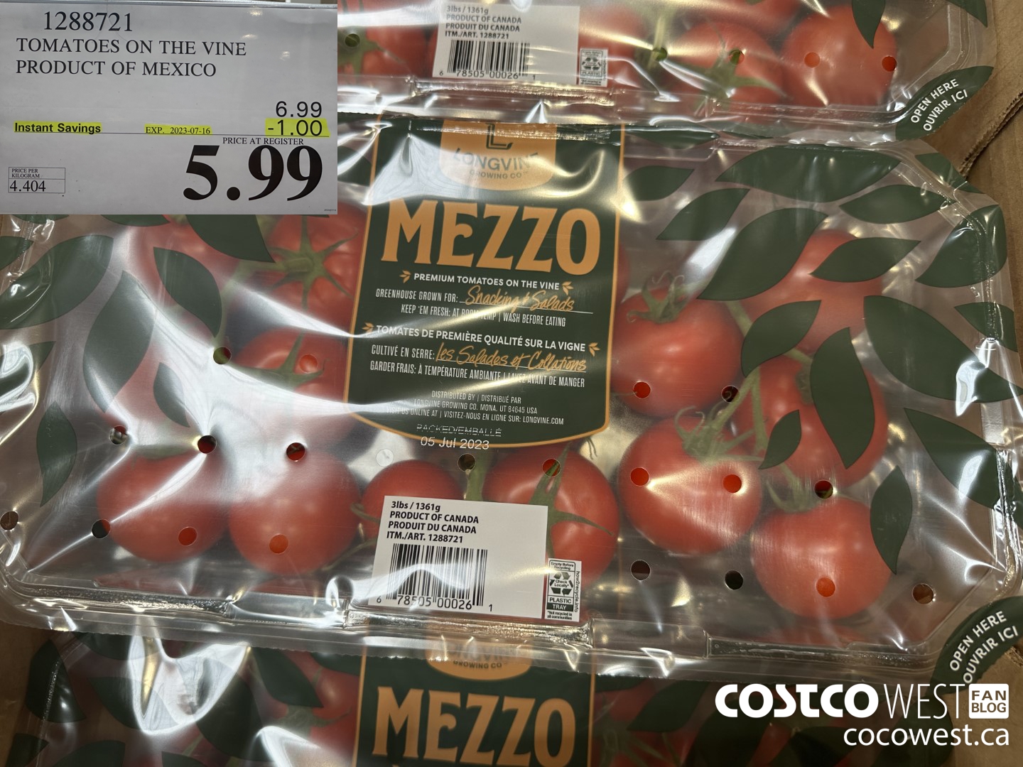 1288721 TOMATOES ON THE VINE PRODUCT OF MEXICO ($1.00 INSTANT SAVINGS EXPIRES ON 2023-07-16) $52.99