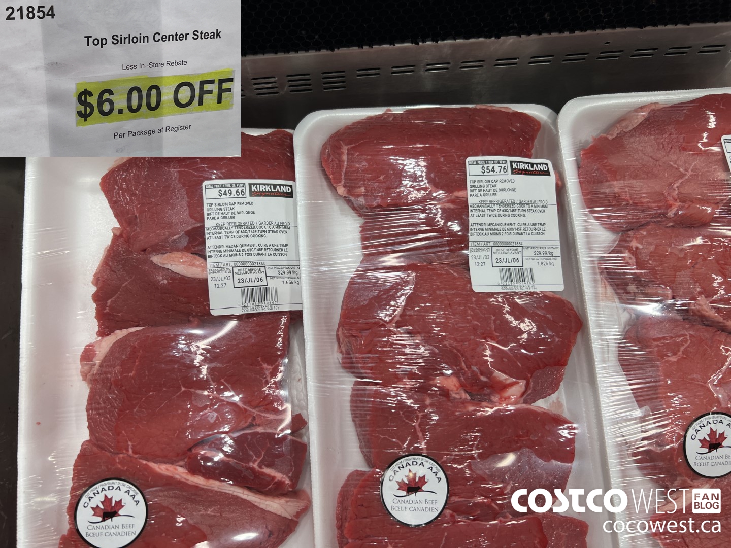 21854 TOP SIRLOIN CENTER STEAK ($6.00 INSTANT SAVINGS)