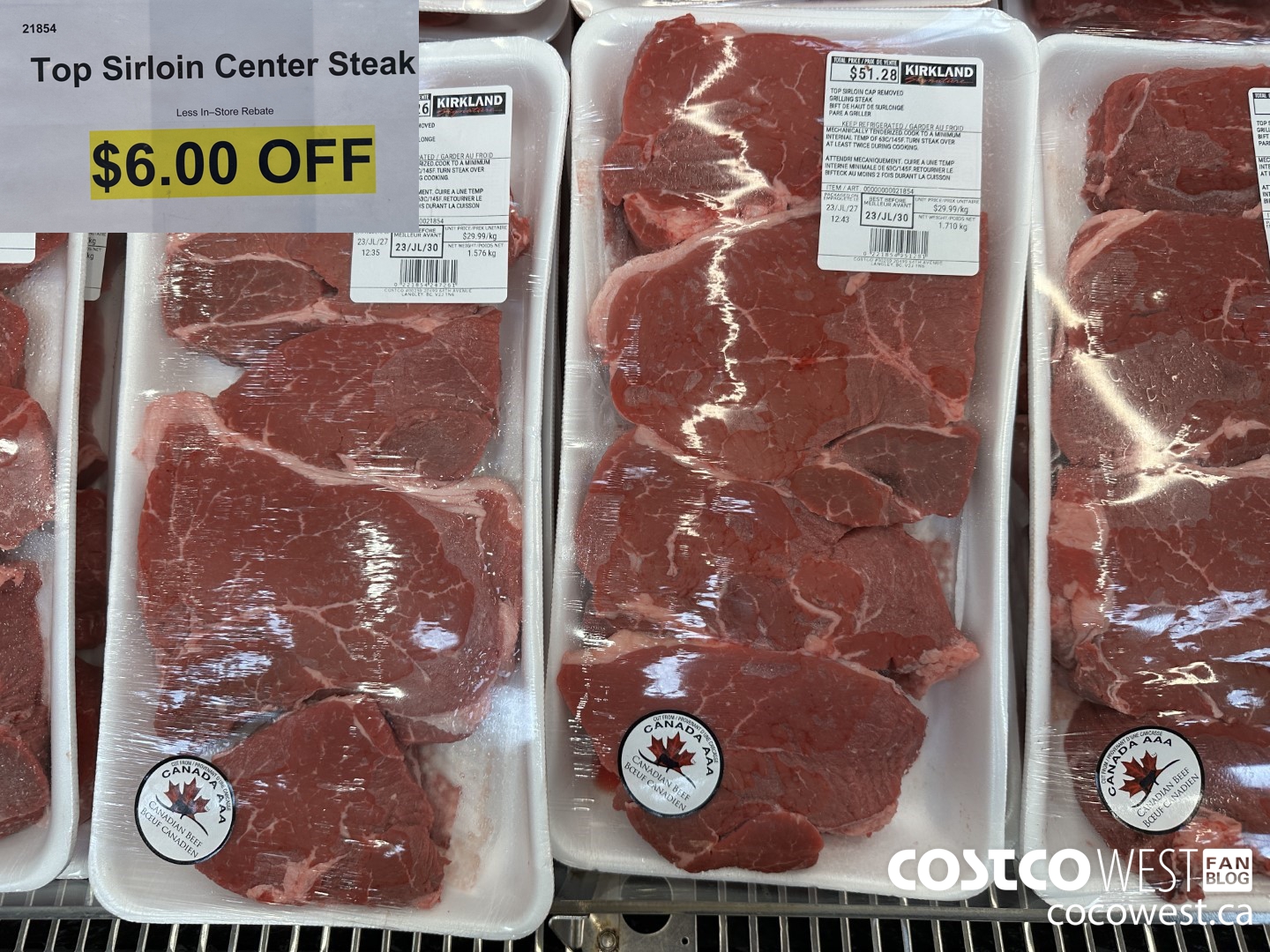 21854 TOP SIRLOIN CENTER STEAK ($6.00 INSTANT SAVINGS)