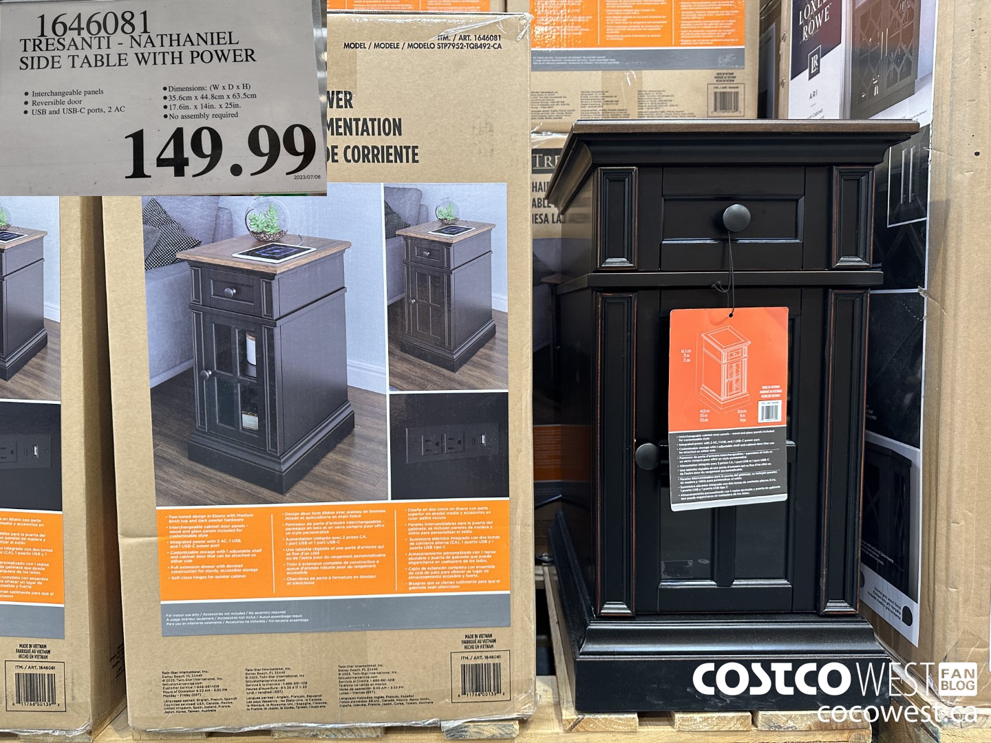 1646081 TRESANTI NATHANIEL SIDE TABLE WITH POWER $149.99