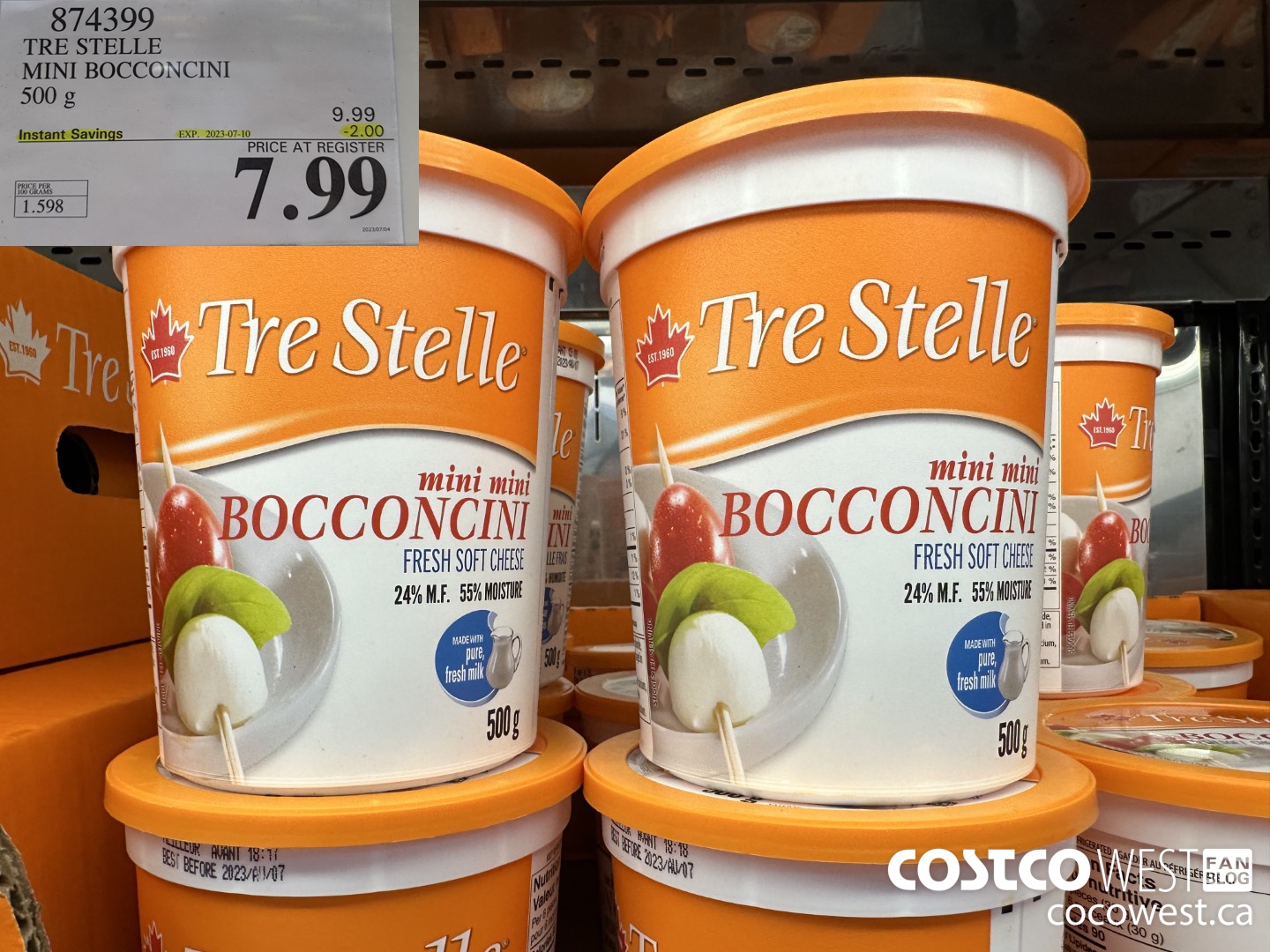 874399 TRE STELLE MINI BOCCONCINI 500 G ($2.00 INSTANT SAVINGS EXPIRES ON 2023-07-10) $7.99