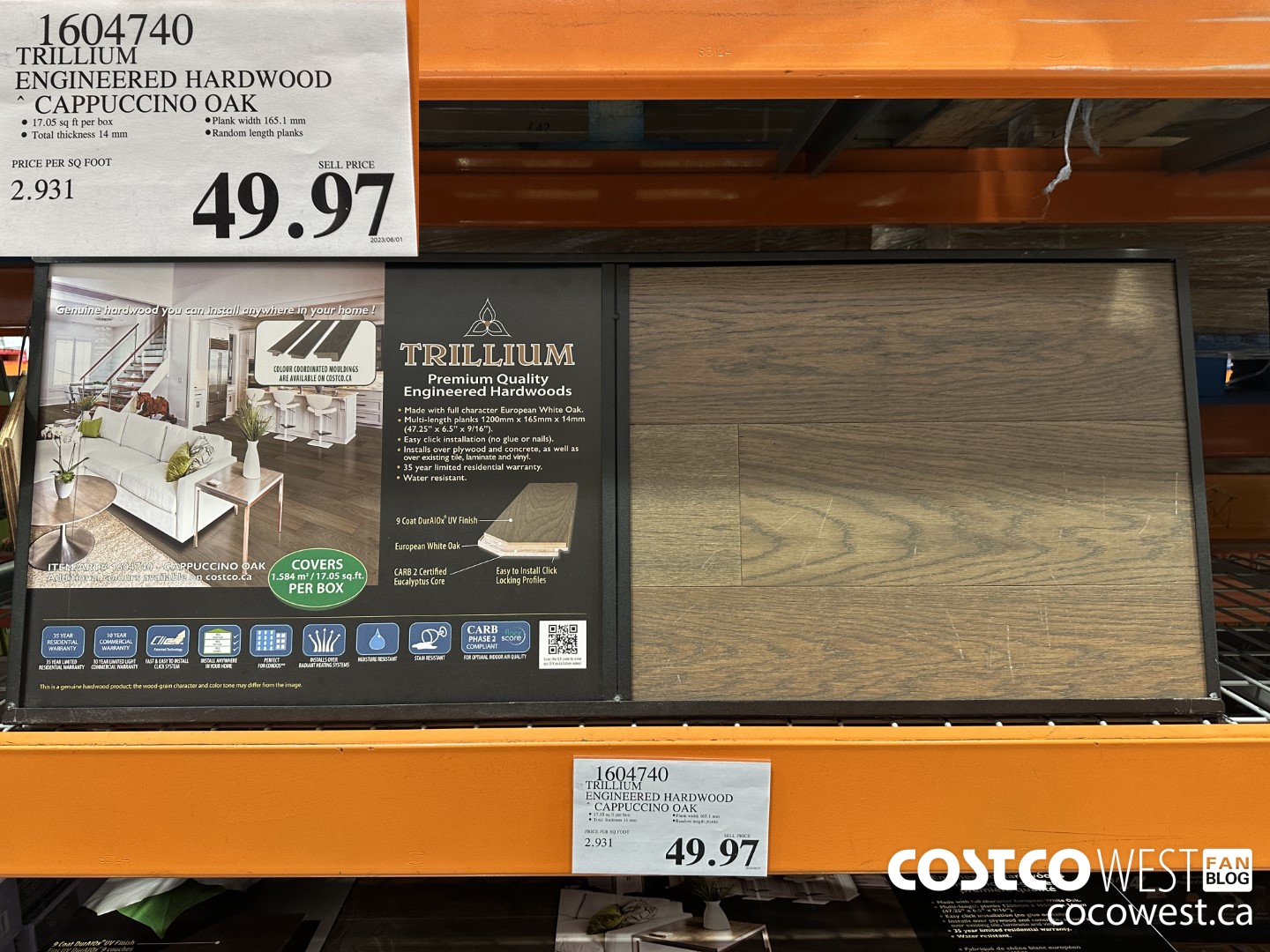 1604740 TRILLIUM ENGINEERED HARDWOOD CAPPUCCINO OAK $49.97