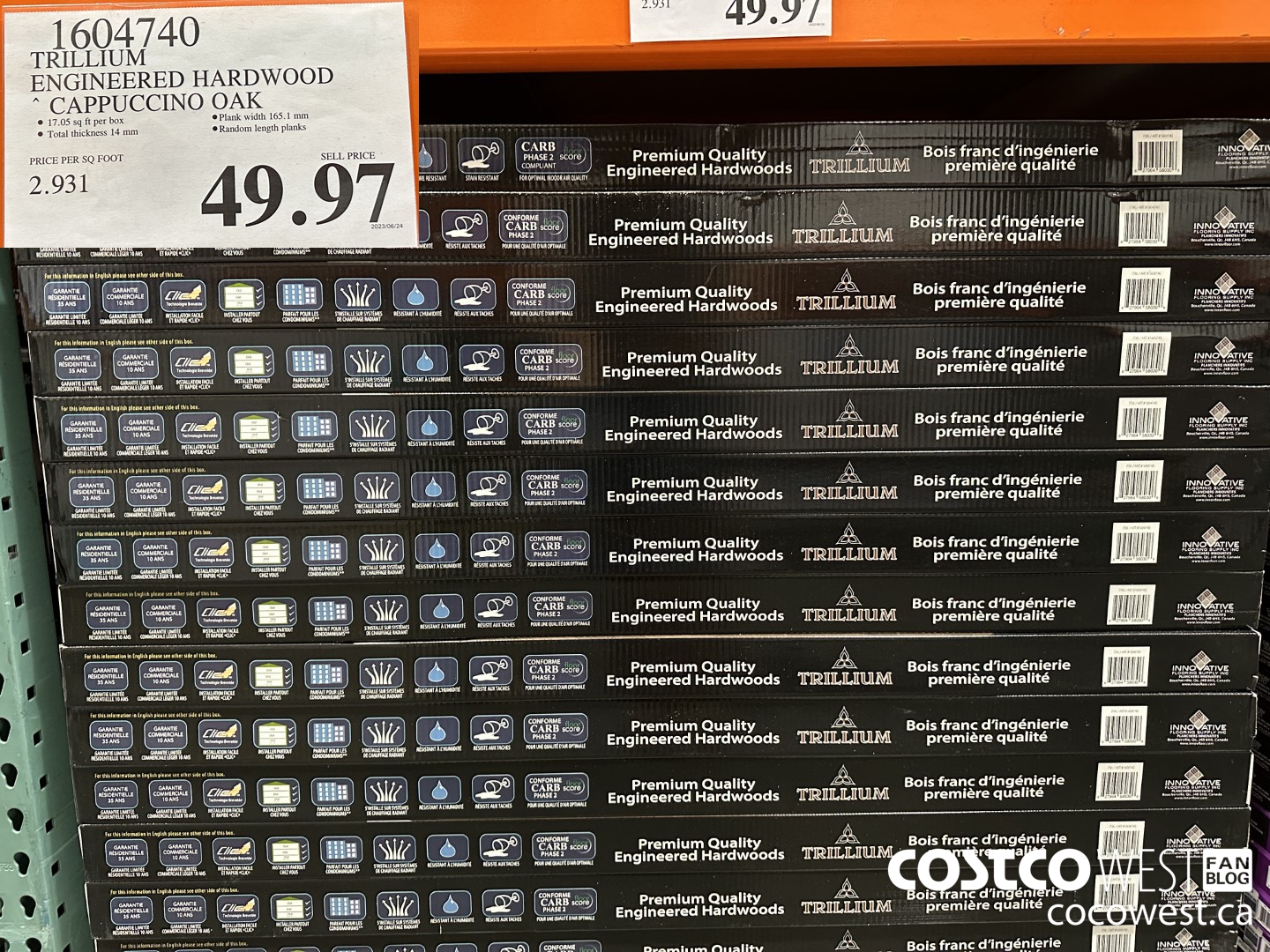 1604740 TRILLIUM ENGINEERED HARDWOOD CAPPUCCINO OAK $49.97