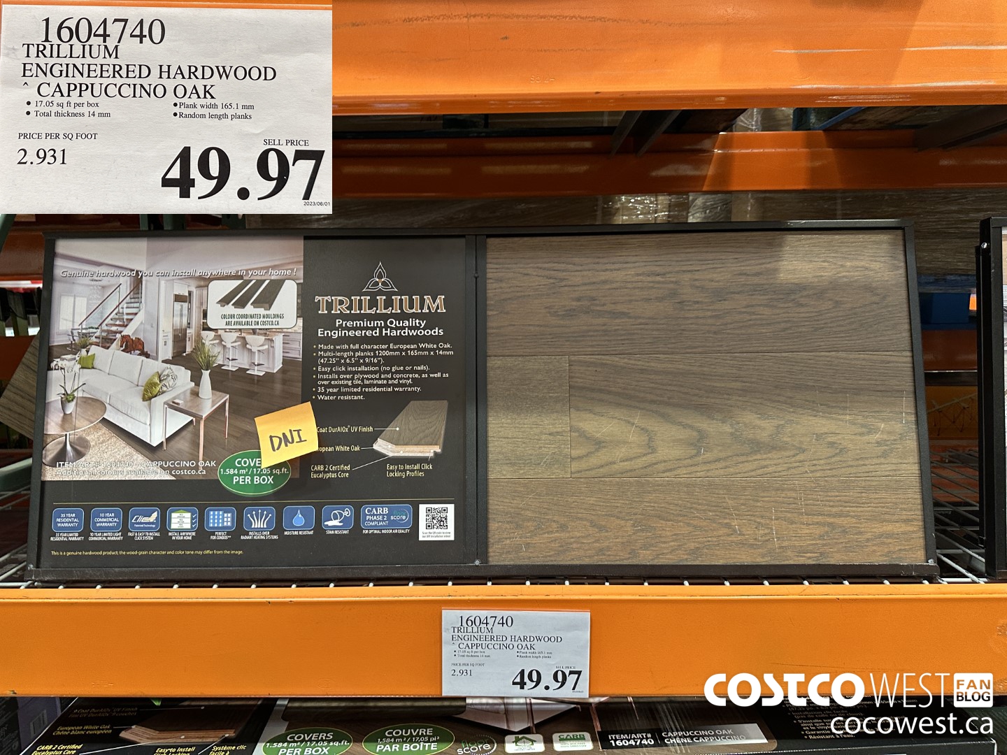 1604740 TRILLIUM ENGINEERED HARDWOOD CAPPUCCINO OAK $49.97