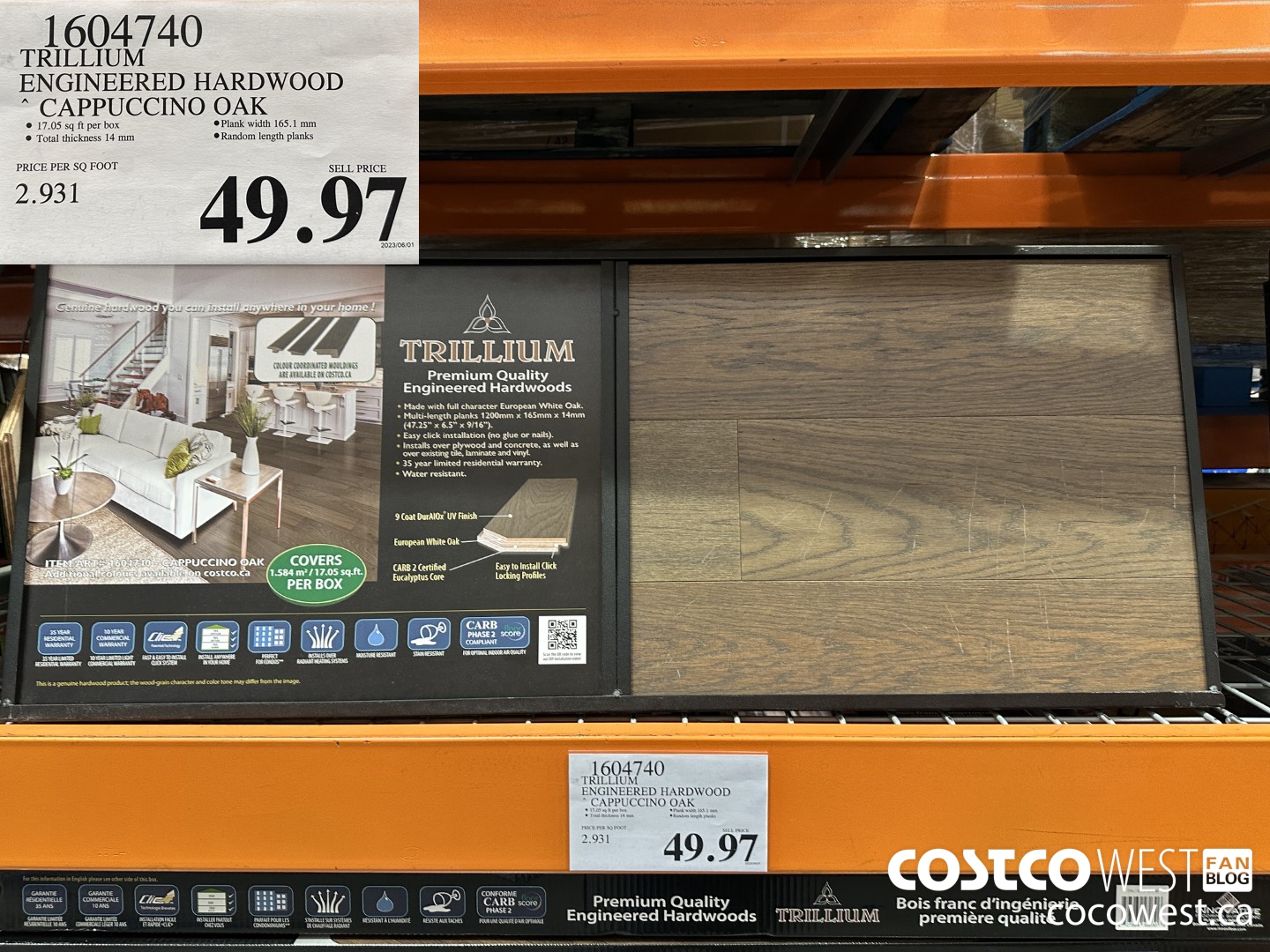 1604740 TRILLIUM ENGINEERED HARDWOOD CAPPUCCINO OAK $49.97