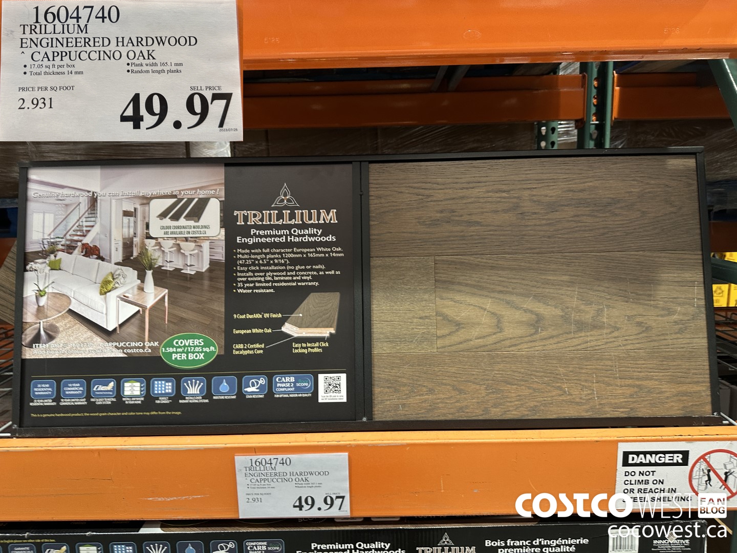1604740 TRILLIUM ENGINEERED HARDWOOD CAPPUCCINO OAK $49.97