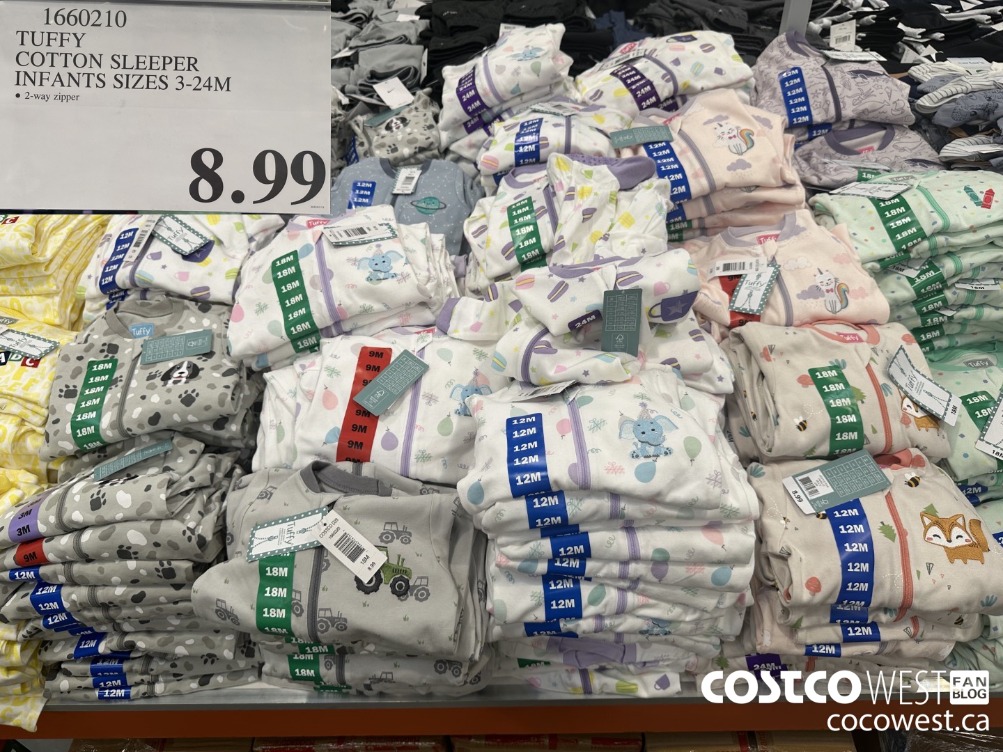 1660210 TUFFY COTTON SLEEPER INFANTS SIZES 3-24M $8.99