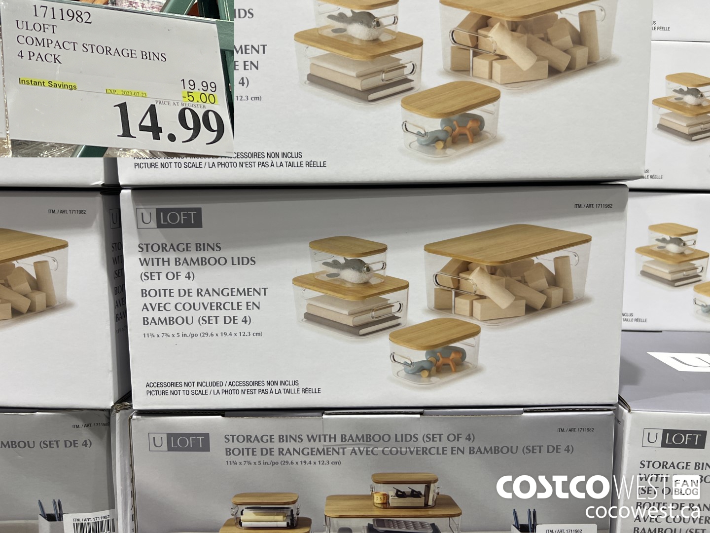 1711982 ULOFT COMPACT STORAGE BINS 4 PACK ($5.00 INSTANT SAVINGS EXPIRES ON 2023-07-23) $14.99