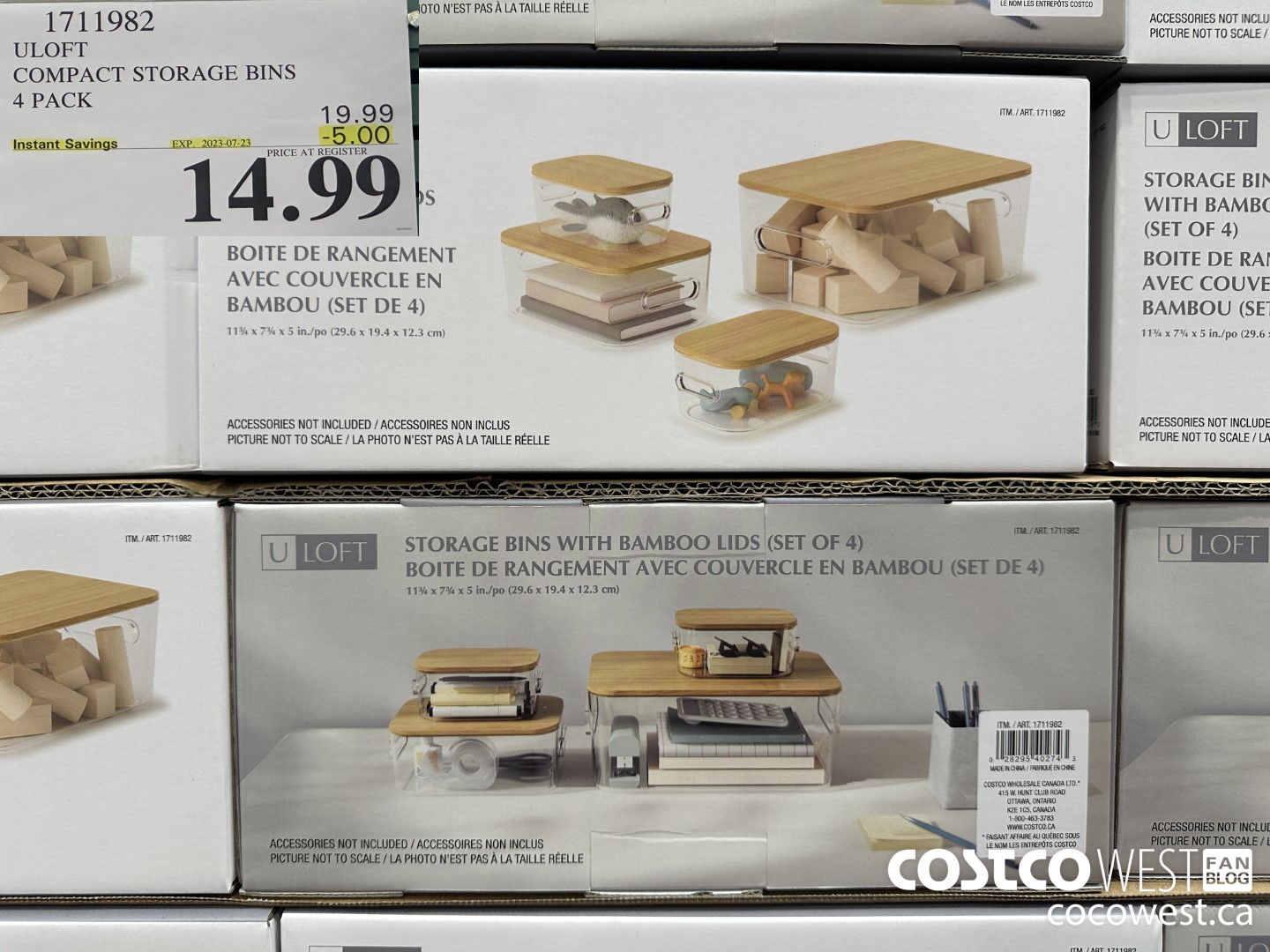 1711982 ULOFT COMPACT STORAGE BINS 4 PACK ($5.00 INSTANT SAVINGS EXPIRES ON 2023-07-23) $14.99