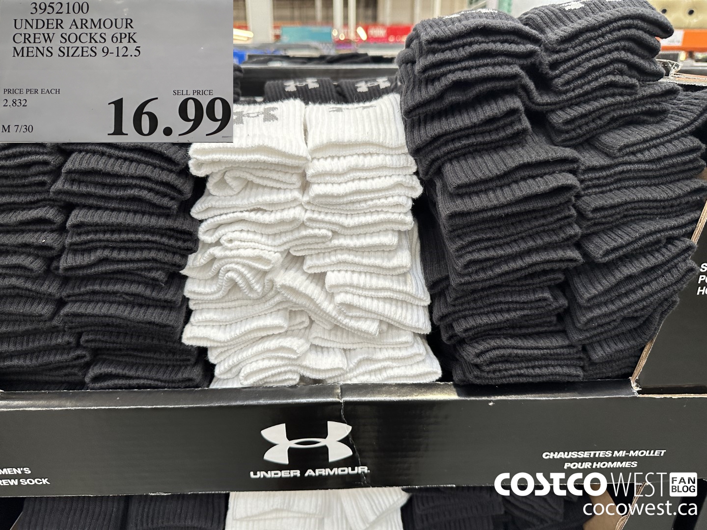 3952100 UNDER ARMOUR CREW SOCKS 6PK MENS SIZES 9-12.5 $16.99