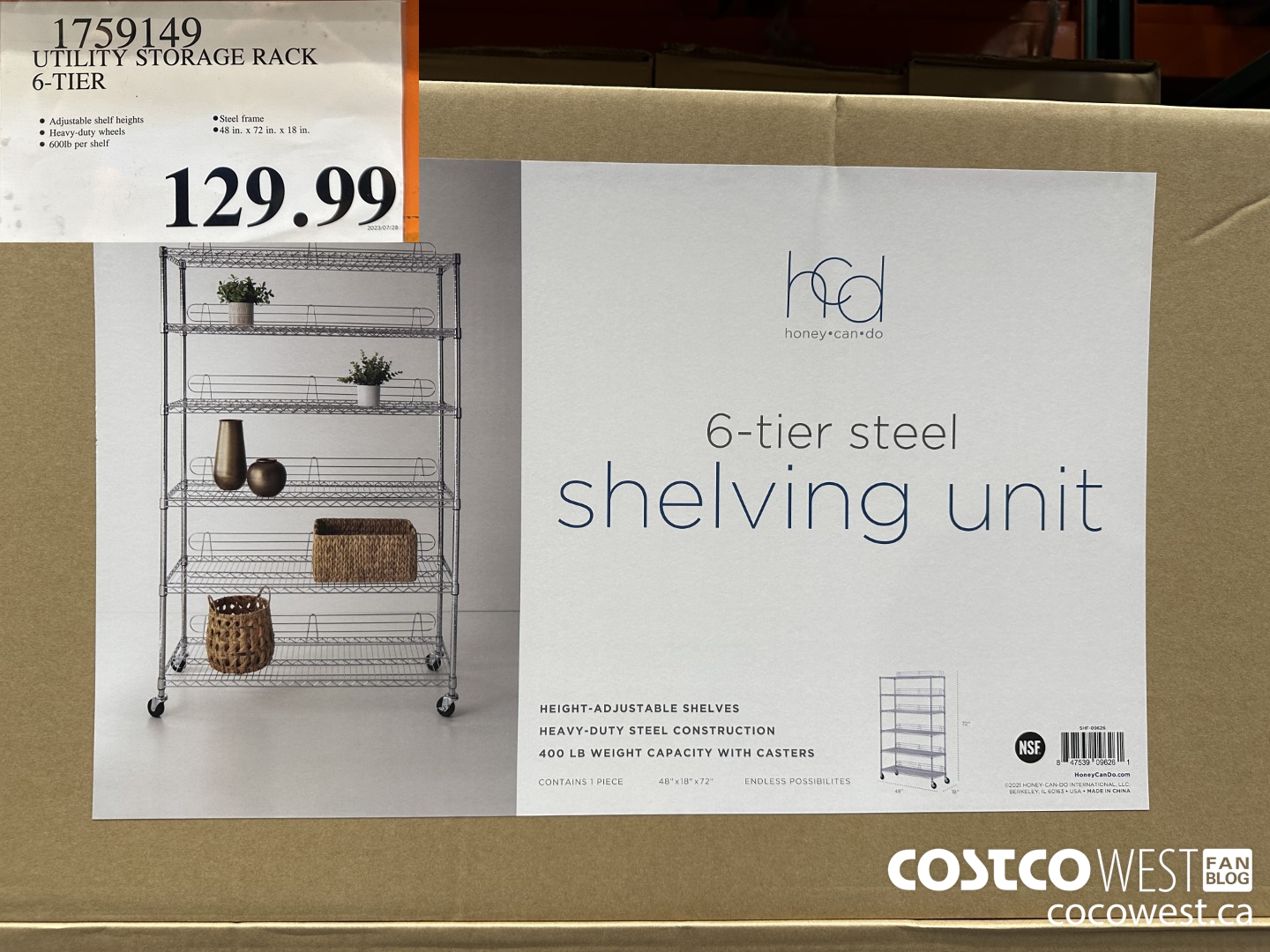 1759149 UTILITY STORAGE RACK 6-TIER $129.99