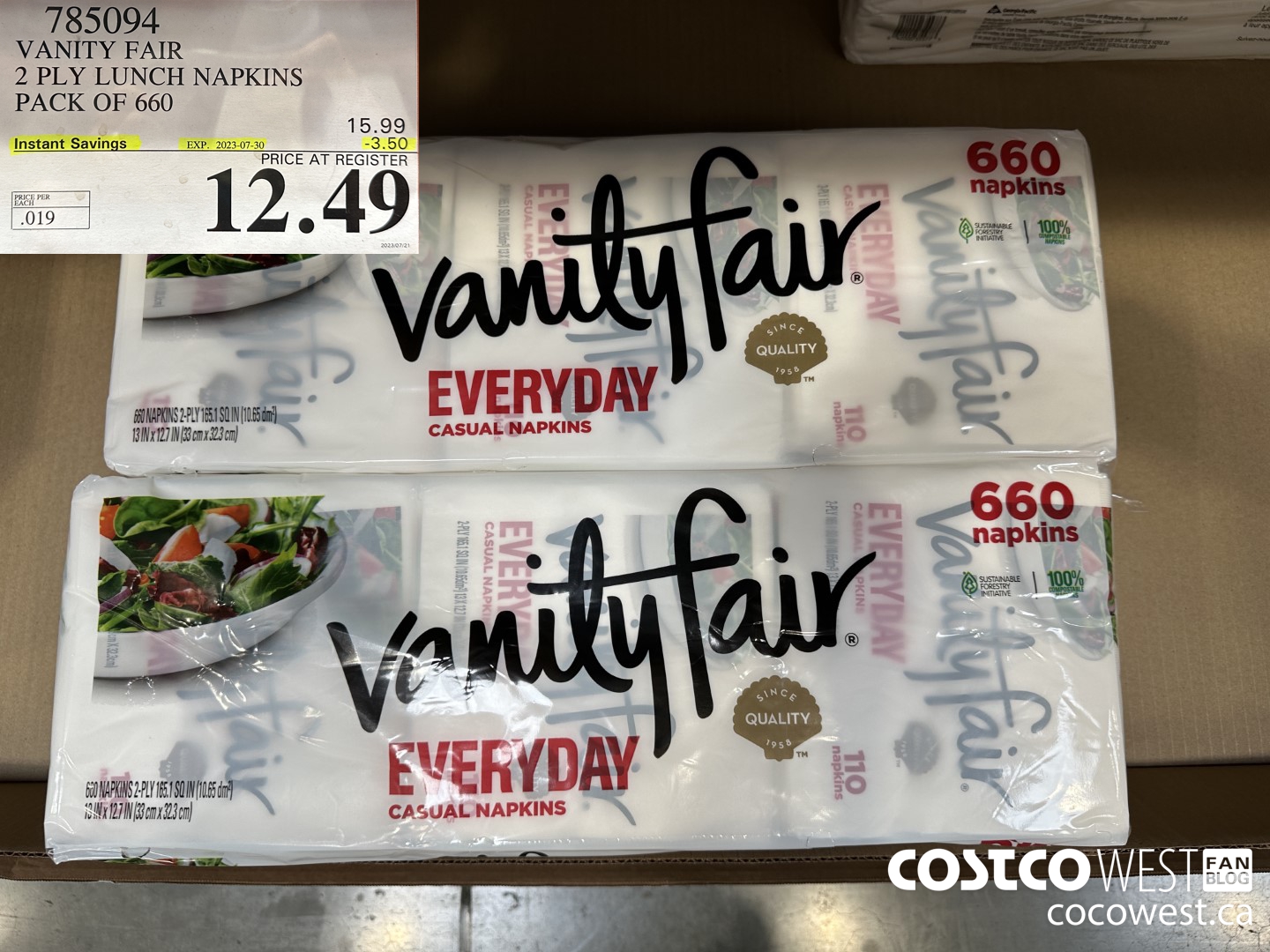 785094 VANITY FAIR 2 PLY LUNCH NAPKIN PACK OF 660 ($3.50 INSTANT SAVINGS EXPIRES ON 2023-07-30) $12.49