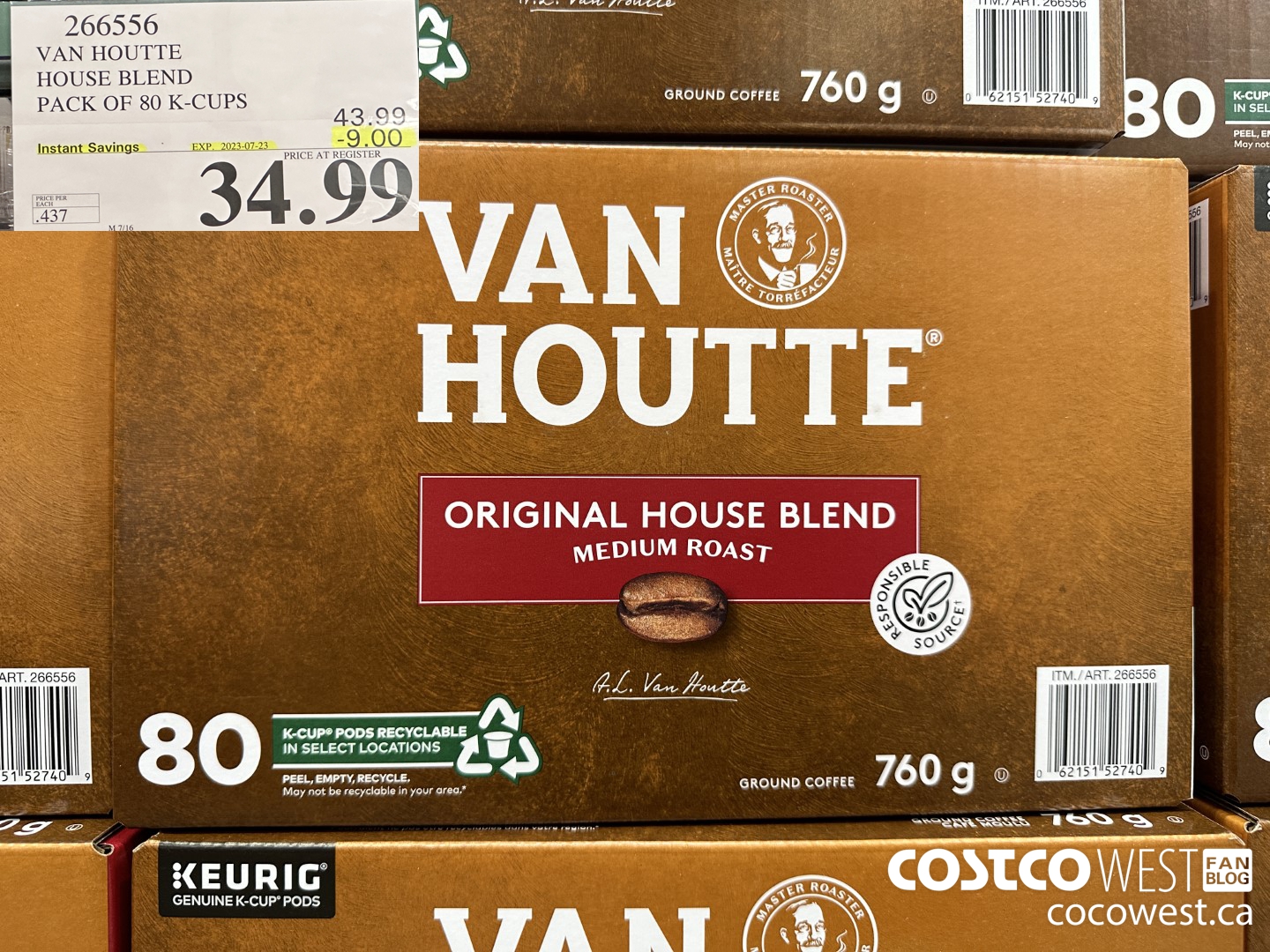 266556 VAN HOUTTE HOUSE BLEND K-CUPS 80 COUNT ($9.00 INSTANT SAVINGS EXPIRES ON 2023-07-23) $34.99