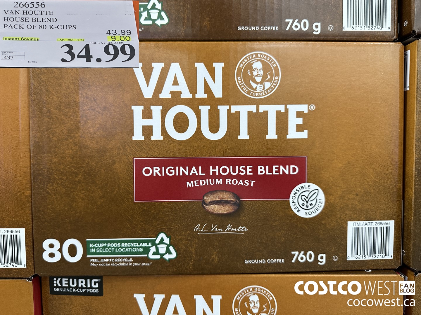 266556 VAN HOUTTE HOUSE BLEND K-CUPS 80 COUNT ($9.00 INSTANT SAVINGS EXPIRES ON 2023-07-23) $34.99