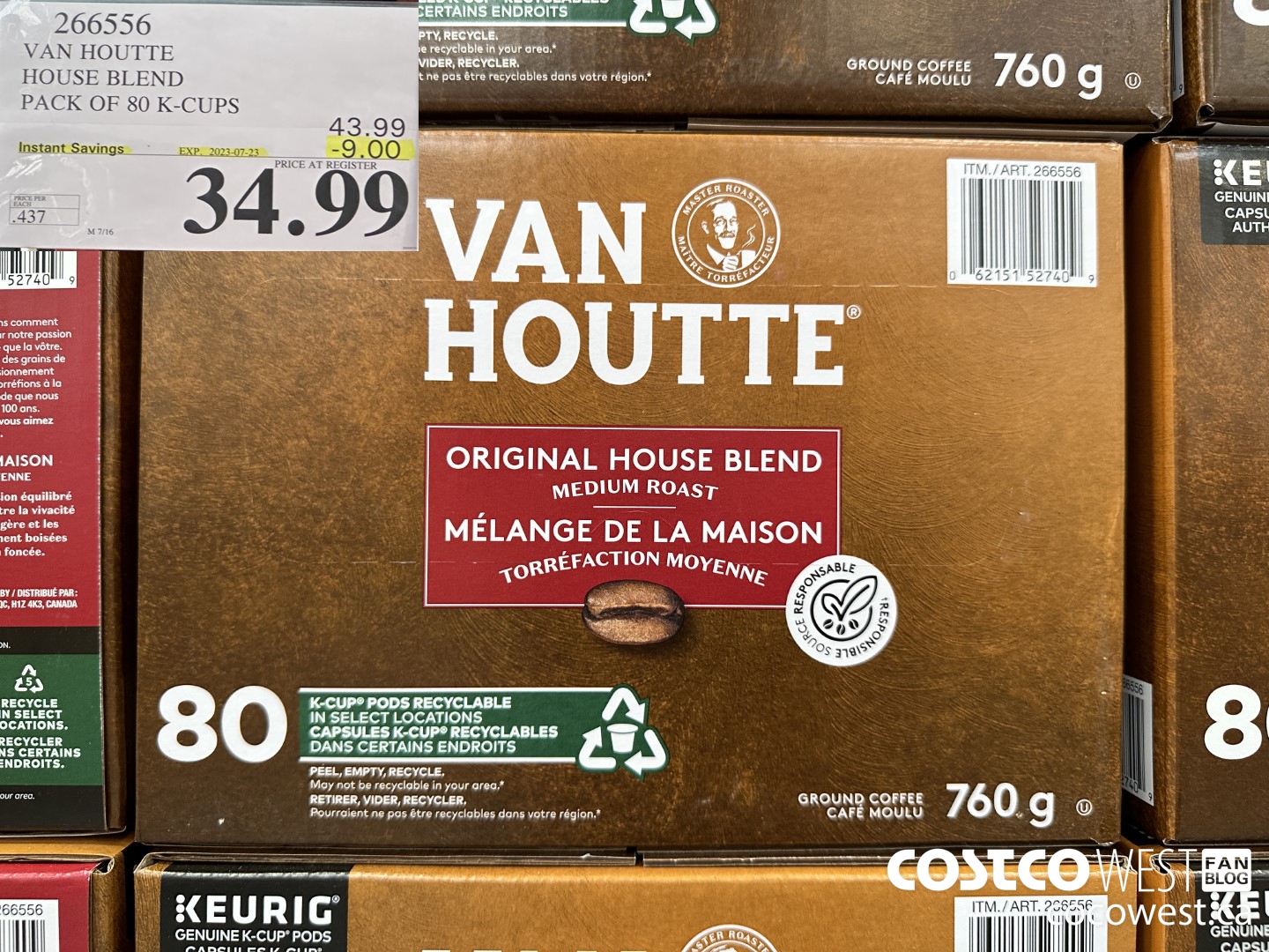 266556 VAN HOUTTE HOUSE BLEND K-CUPS 80 COUNT ($9.00 INSTANT SAVINGS EXPIRES ON 2023-07-23) $34.99