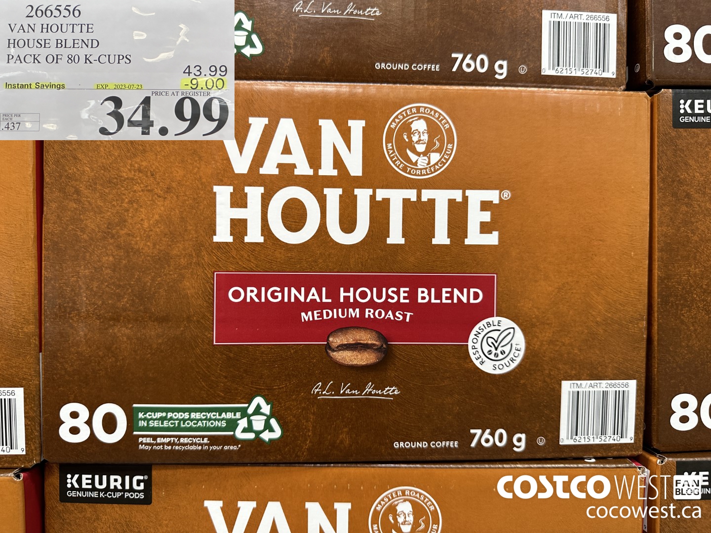 266556 VAN HOUTTE HOUSE BLEND K-CUPS 80 COUNT ($9.00 INSTANT SAVINGS EXPIRES ON 2023-07-23) $34.99