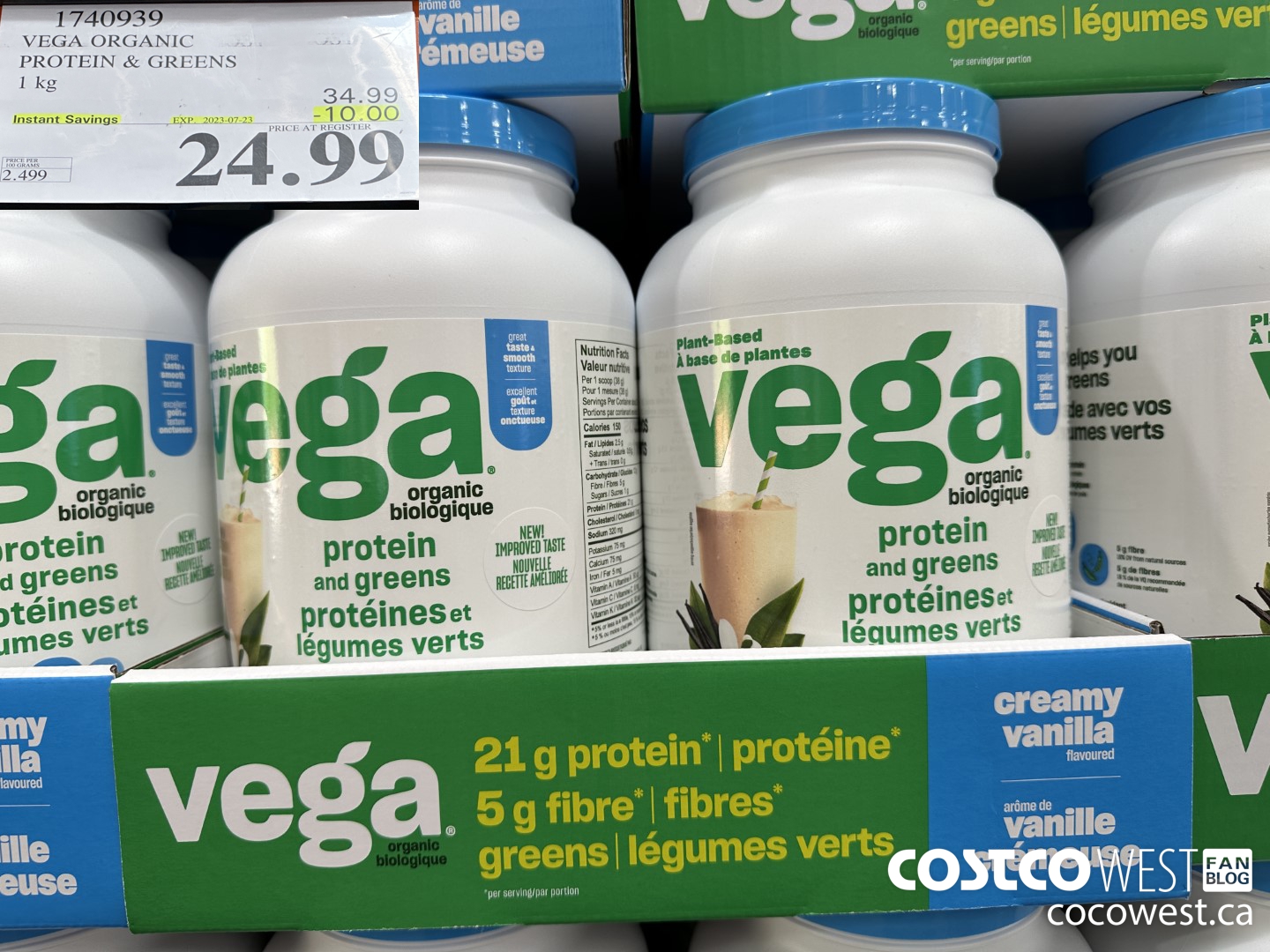 1740939 VEGA ORGANIC PROTEIN & GREENS 1 KG ($10.00 INSTANT SAVINGS EXPIRES ON 2023-07-23) $24.99