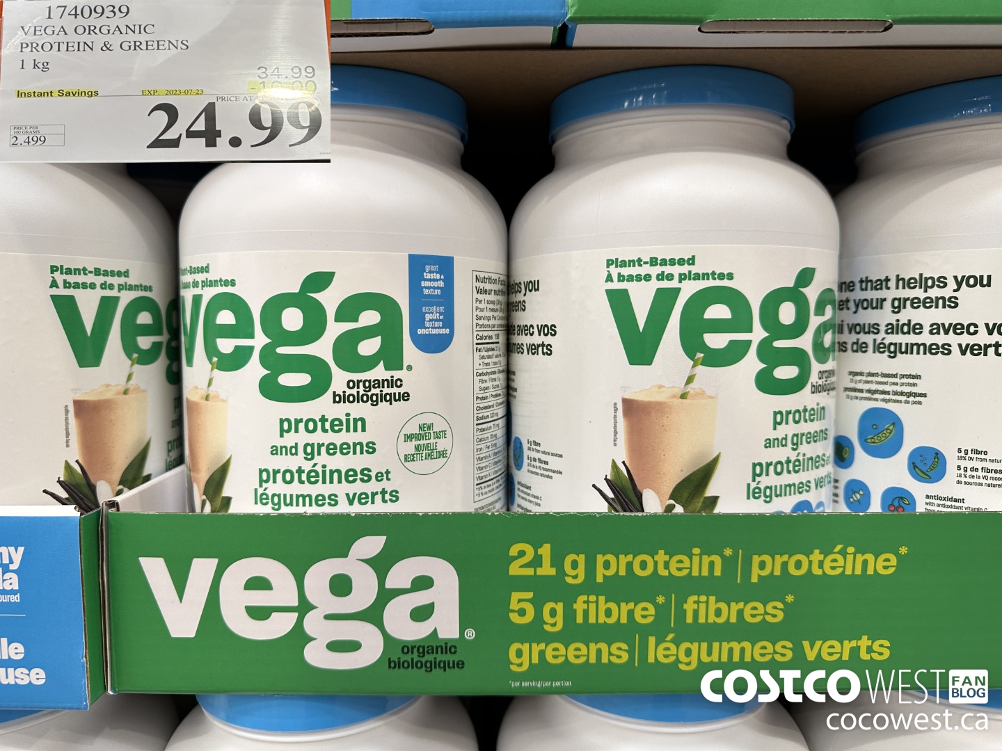 1740939 VEGA ORGANIC PROTEIN & GREENS 1 KG ($10.00 INSTANT SAVINGS EXPIRES ON 2023-07-23) $24.99