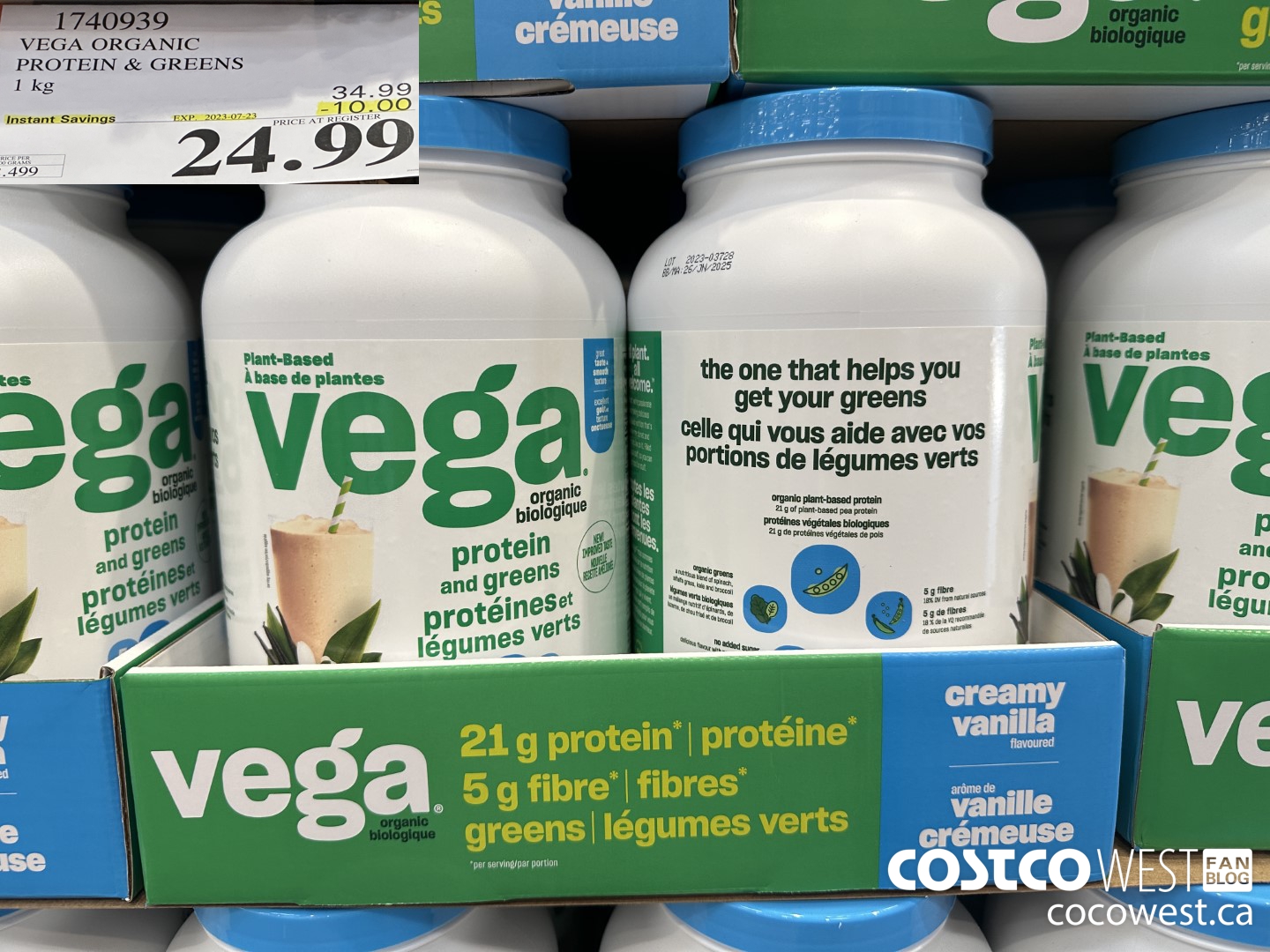 1740939 VEGA ORGANIC PROTEIN & GREENS 1 KG ($10.00 INSTANT SAVINGS EXPIRES ON 2023-07-23) $24.99