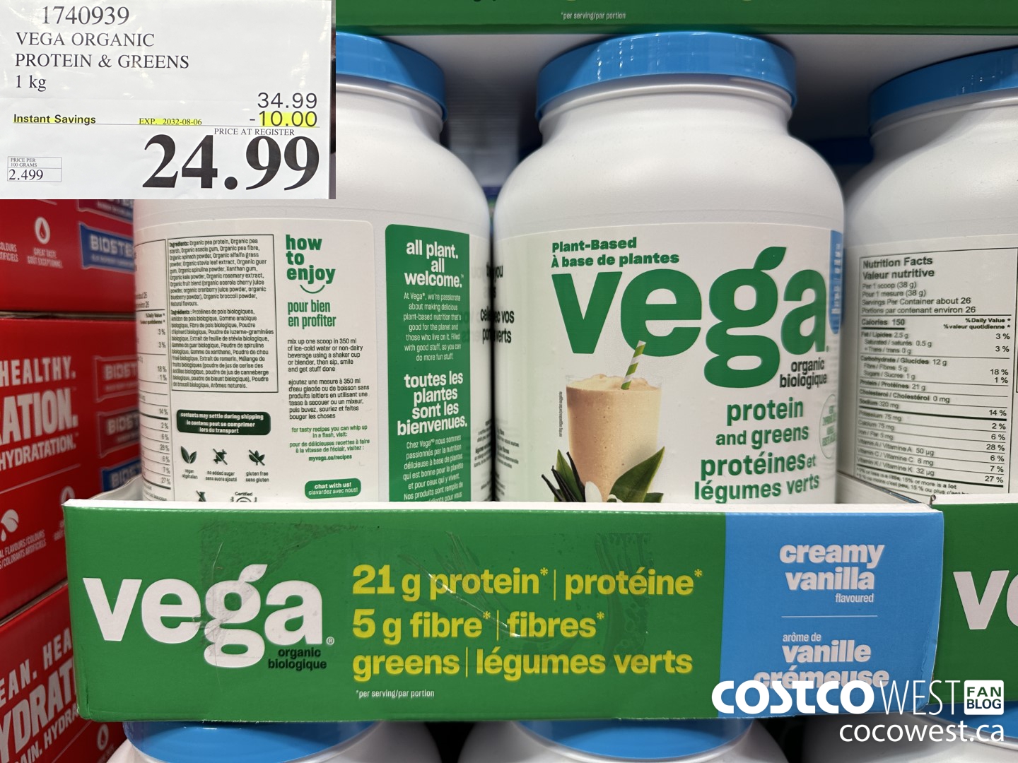 1740939 VEGA ORGANIC PROTEIN & GREENS 1 KG ($10.00 INSTANT SAVINGS EXPIRES ON 2023-08-06) $24.99