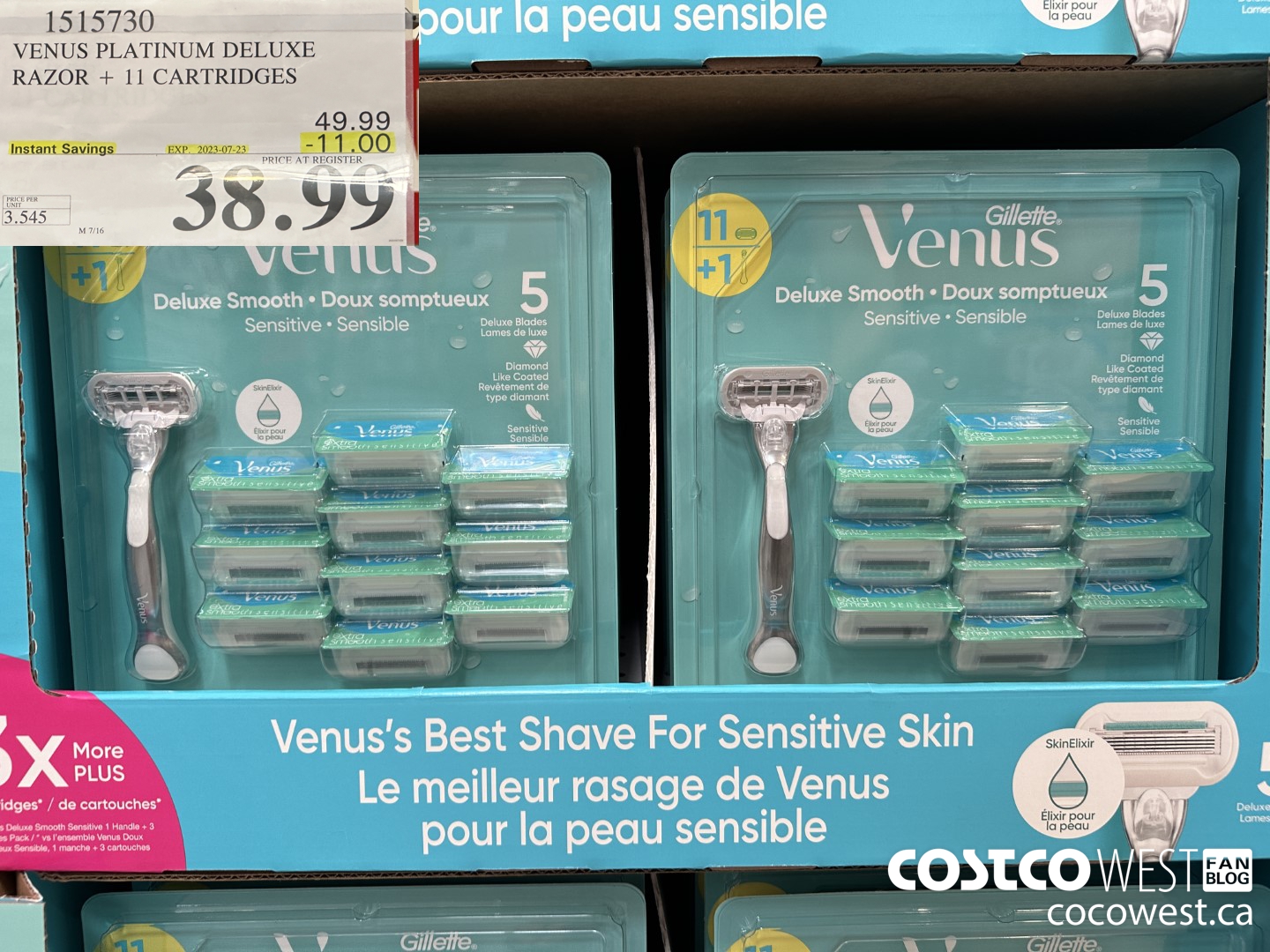1515730 VENUS PLATINUM DELUXE RAZOR + 11 CARTRIDGES ($11.00 INSTANT SAVINGS EXPIRES ON 2023-07-23) $38.99