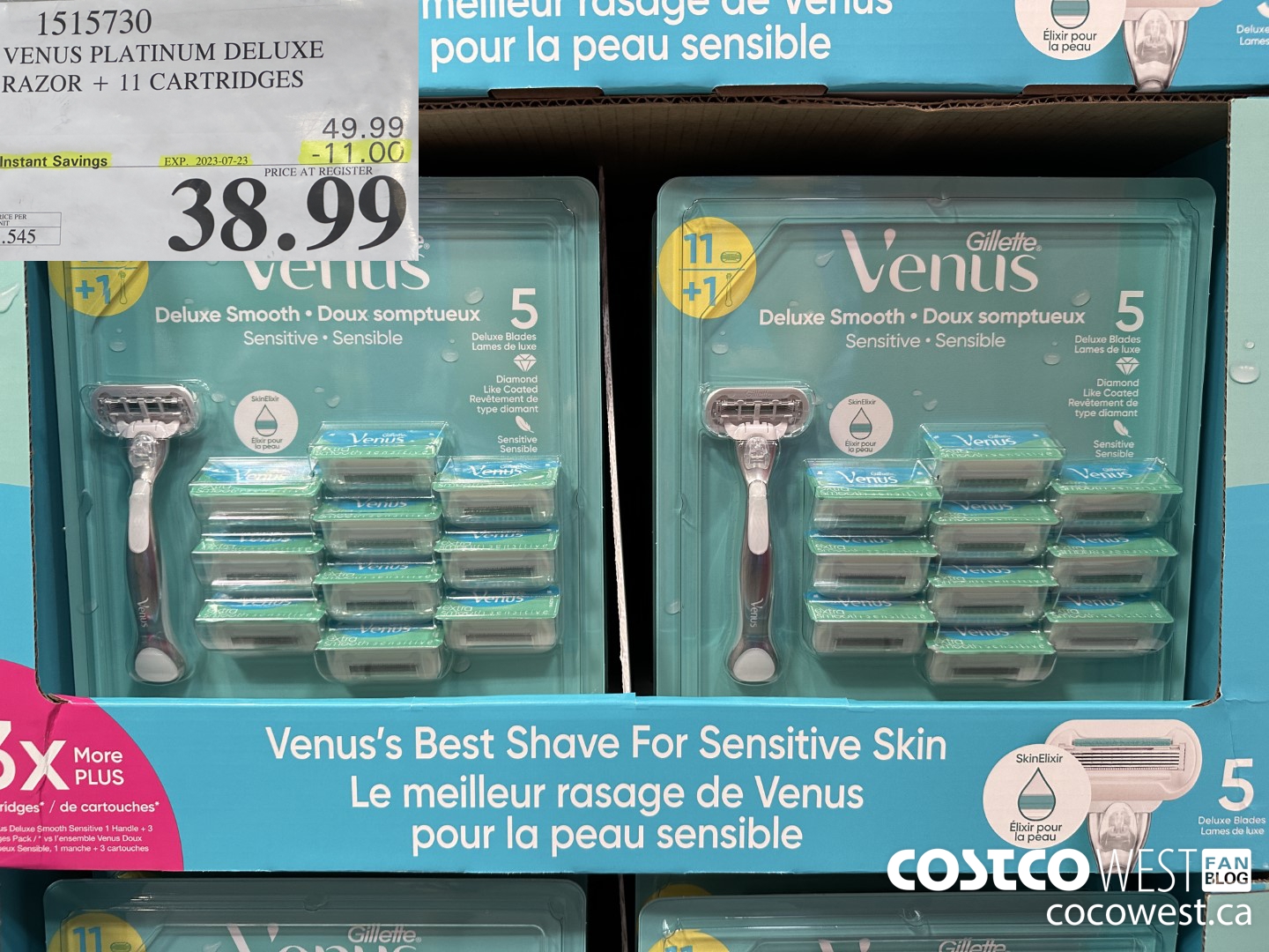 1515730 VENUS PLATINUM DELUXE RAZOR + 11 CARTRIDGES ($11.00 INSTANT SAVINGS EXPIRES ON 2023-07-23) $38.99