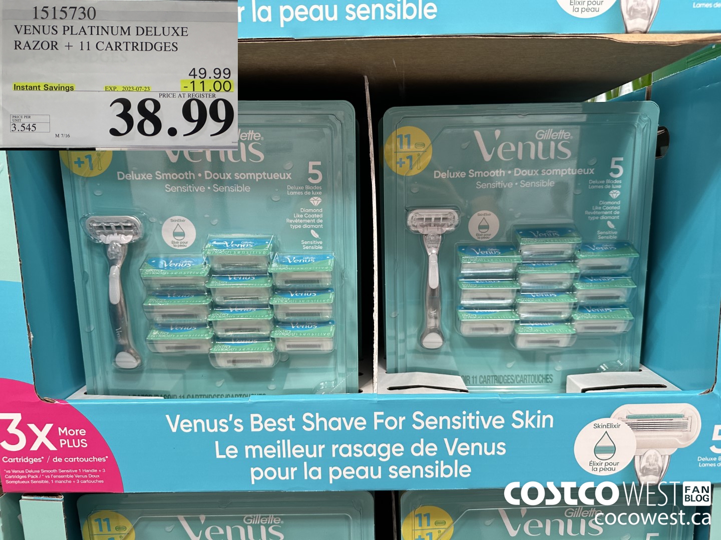 1515730 VENUS PLATINUM DELUXE RAZOR + 11 CARTRIDGES  ($11.00 INSTANT SAVINGS EXPIRES ON 2023-07-23) $38.99