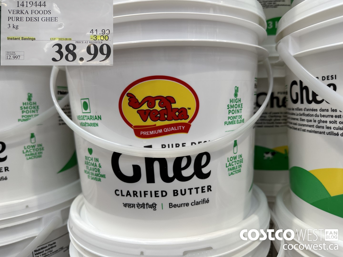 1419444 VERKA FOODS PURE DESI GHEE 3 kg ($3.00 INSTANT SAVINGS EXPIRES ON 2023-08-06) $38.99