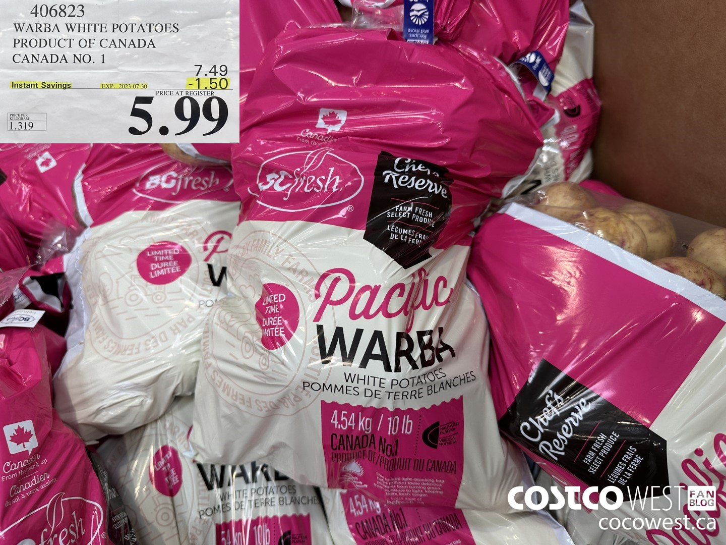 406823 WARBA WHITE POTATOES PRODUCT OF CANADA CANADA NO. 1 ($1.50 INSTANT SAVINGS EXPIRES ON 2023-07-30) $5.99