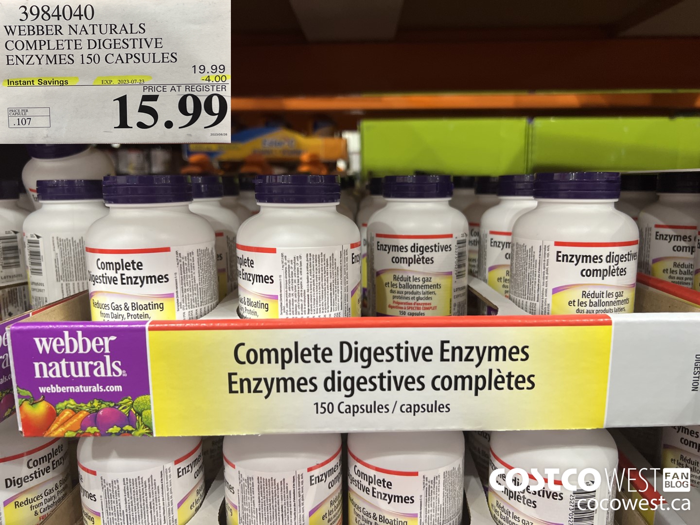 3984040 WEBBER NATURALS COMPLETE DIGESTIVE ENZYMES 150 CAPSULES ($4.00 INSTANT SAVINGS EXPIRES ON 2023-07-23) $15.99