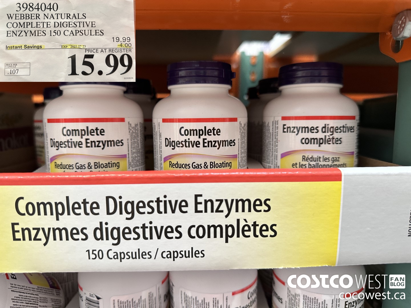 3984040 WEBBER NATURALS COMPLETE DIGESTIVE ENZYMES 150 CAPSULES ($4.00 INSTANT SAVINGS EXPIRES ON 2023-07-23) $15.99